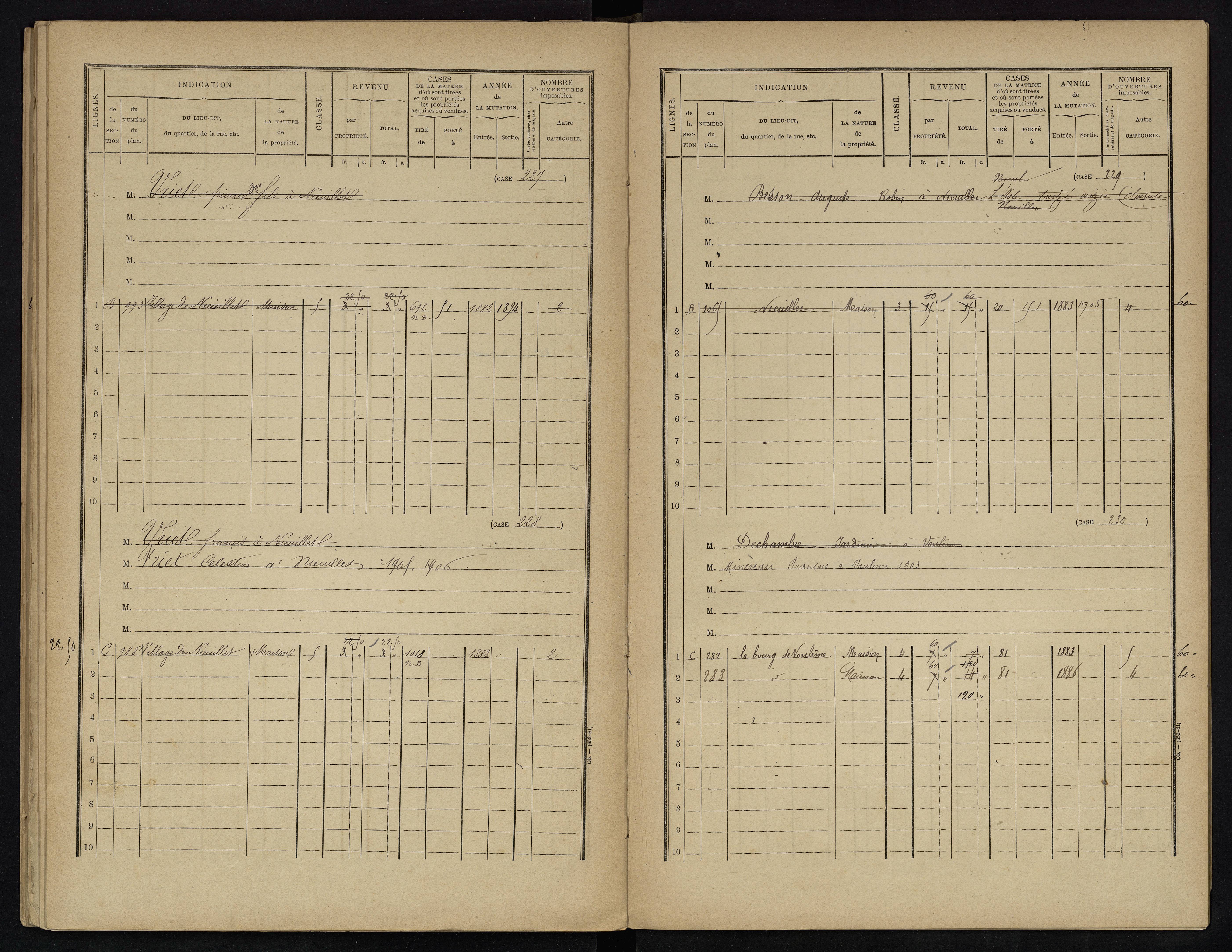 Voulême - FRAD086_cadastre Cases 1-312. 
