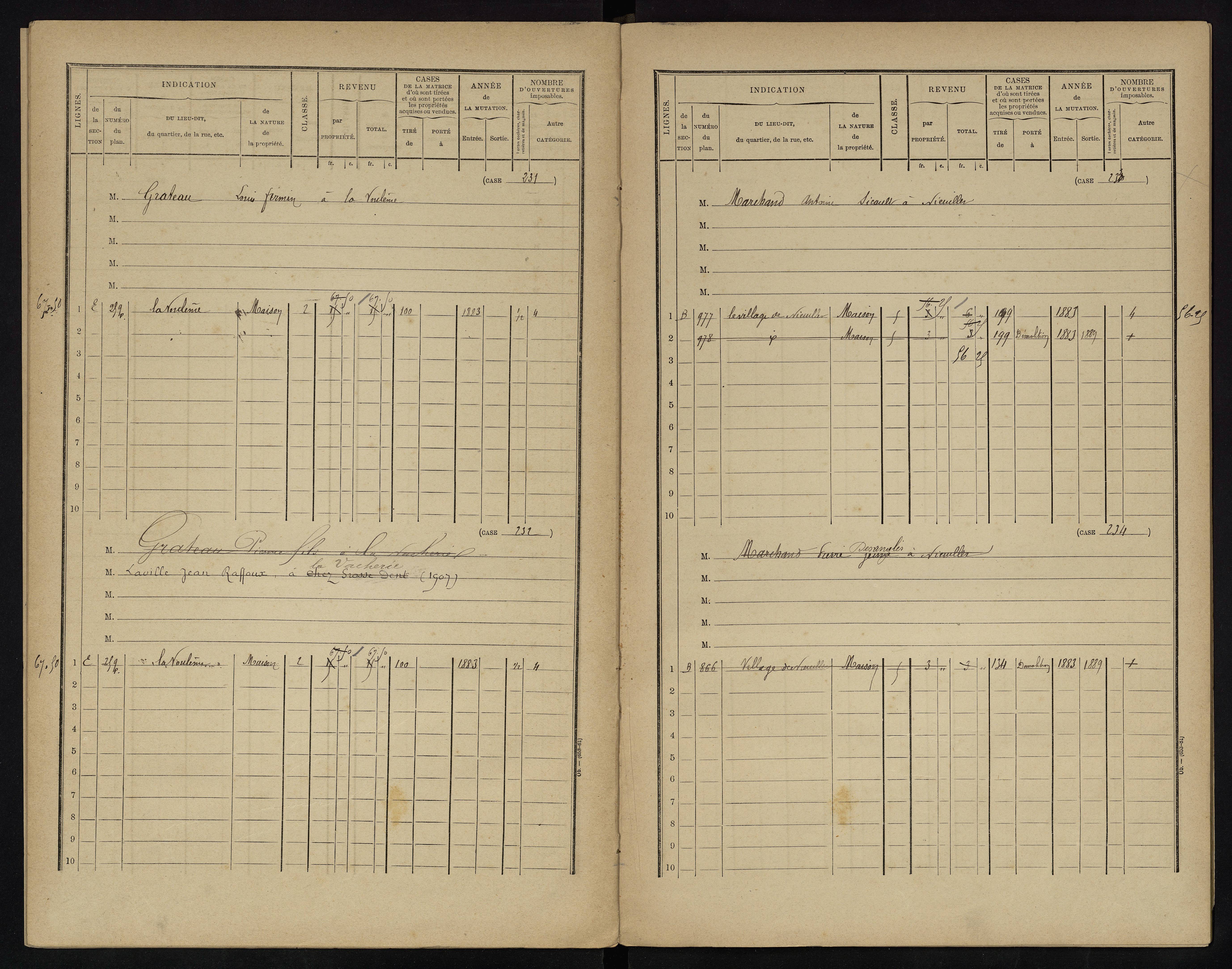 Voulême - FRAD086_cadastre Cases 1-312. 
