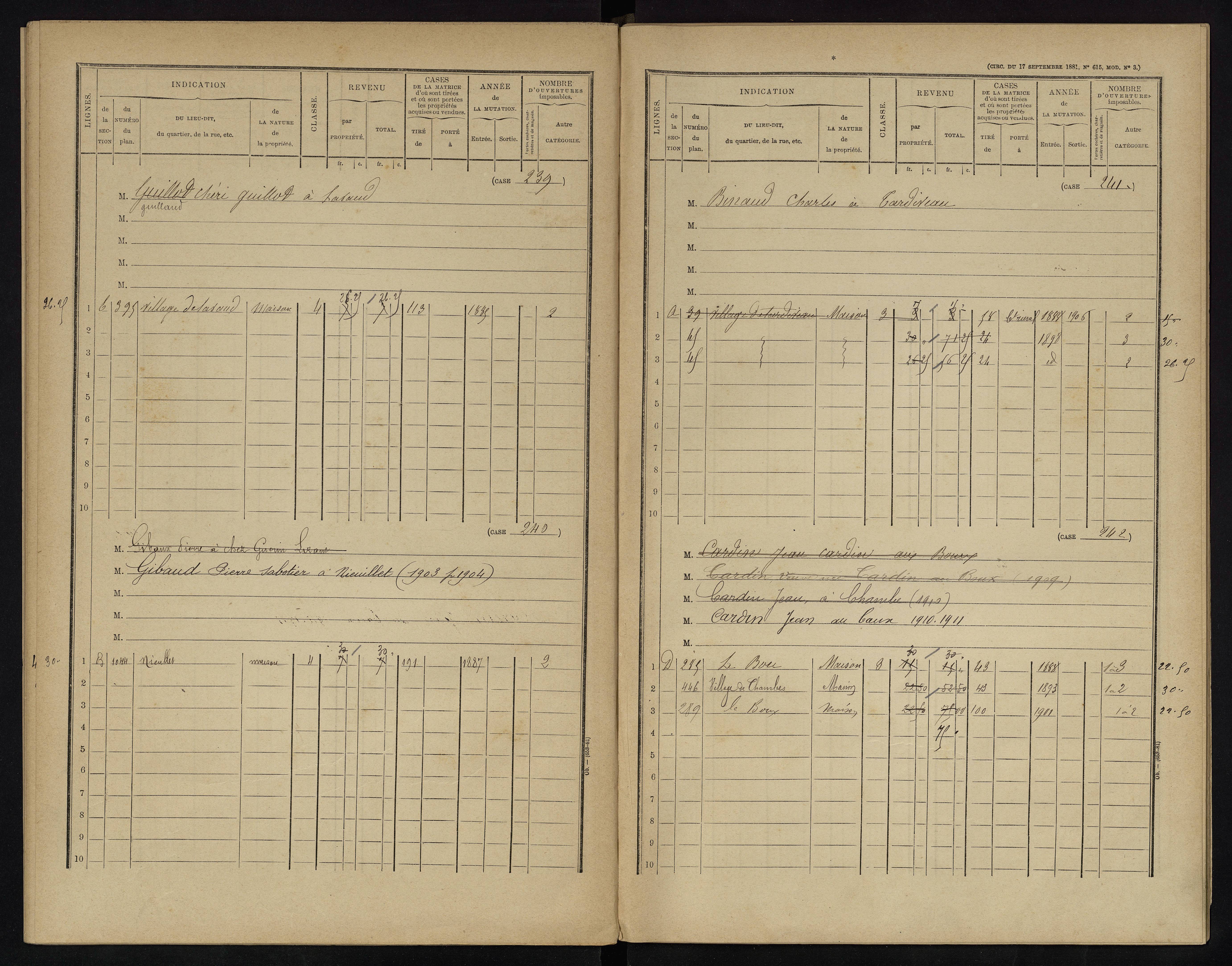 Voulême - FRAD086_cadastre Cases 1-312. 