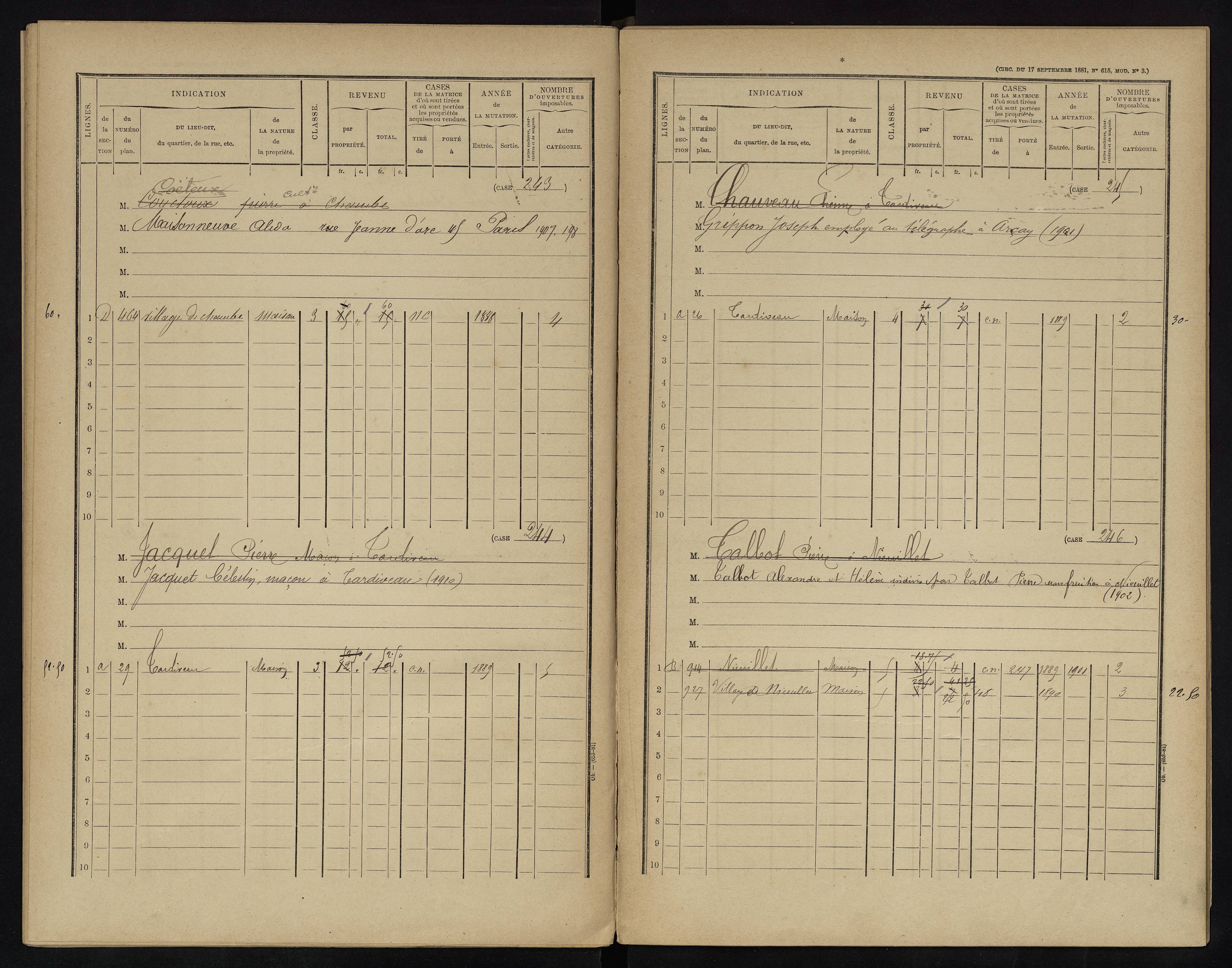 Voulême - FRAD086_cadastre Cases 1-312. 