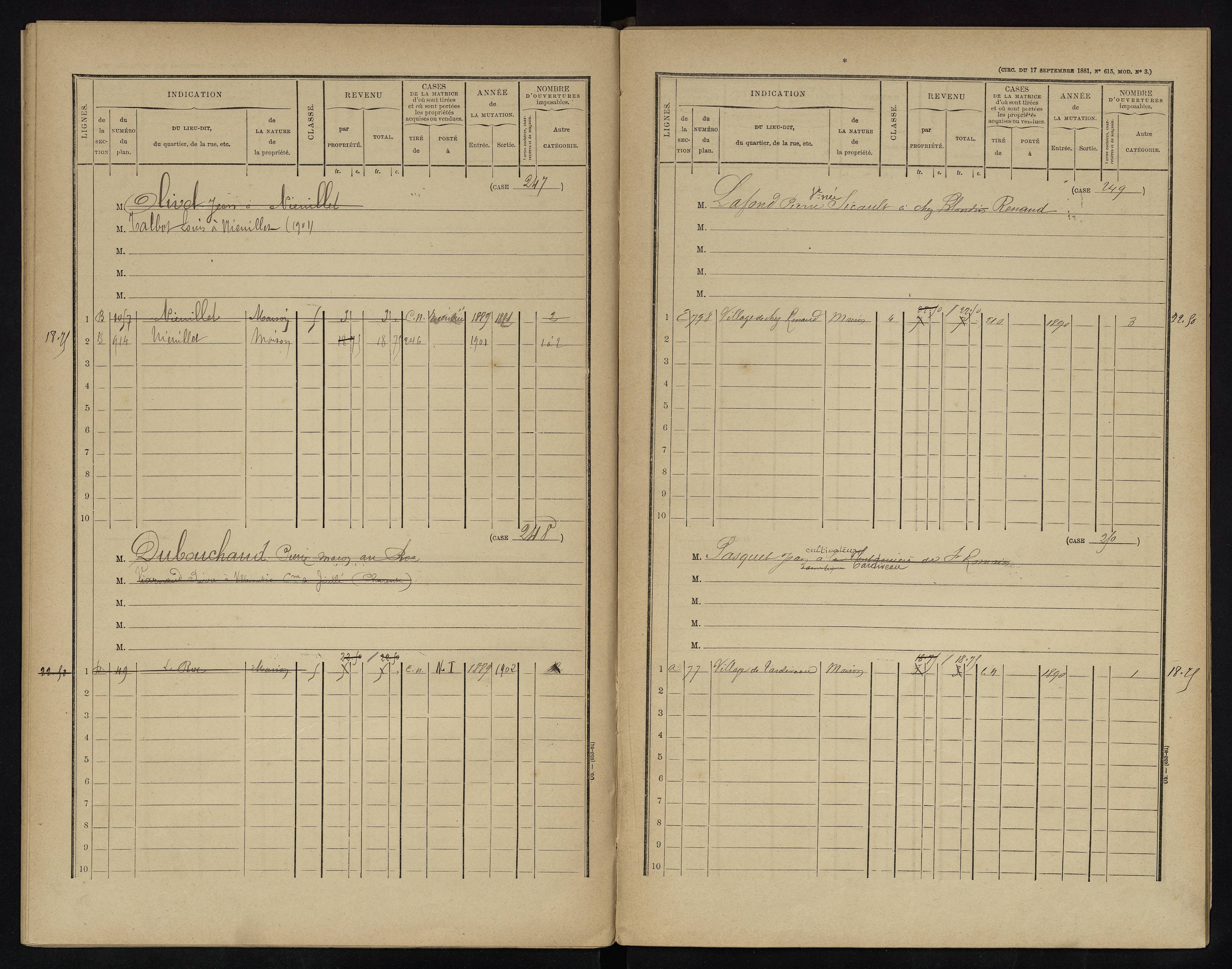 Voulême - FRAD086_cadastre Cases 1-312. 