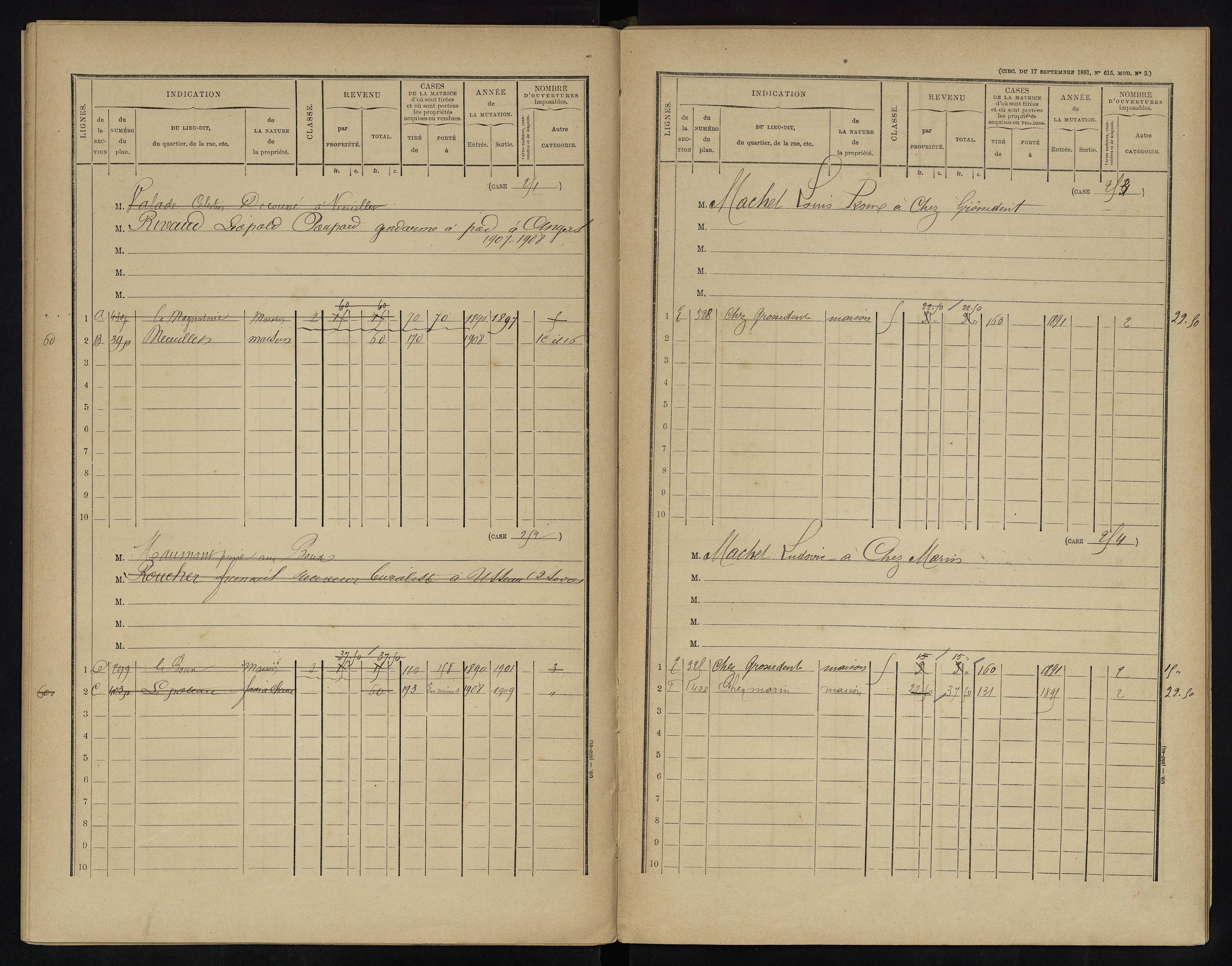 Voulême - FRAD086_cadastre Cases 1-312. 