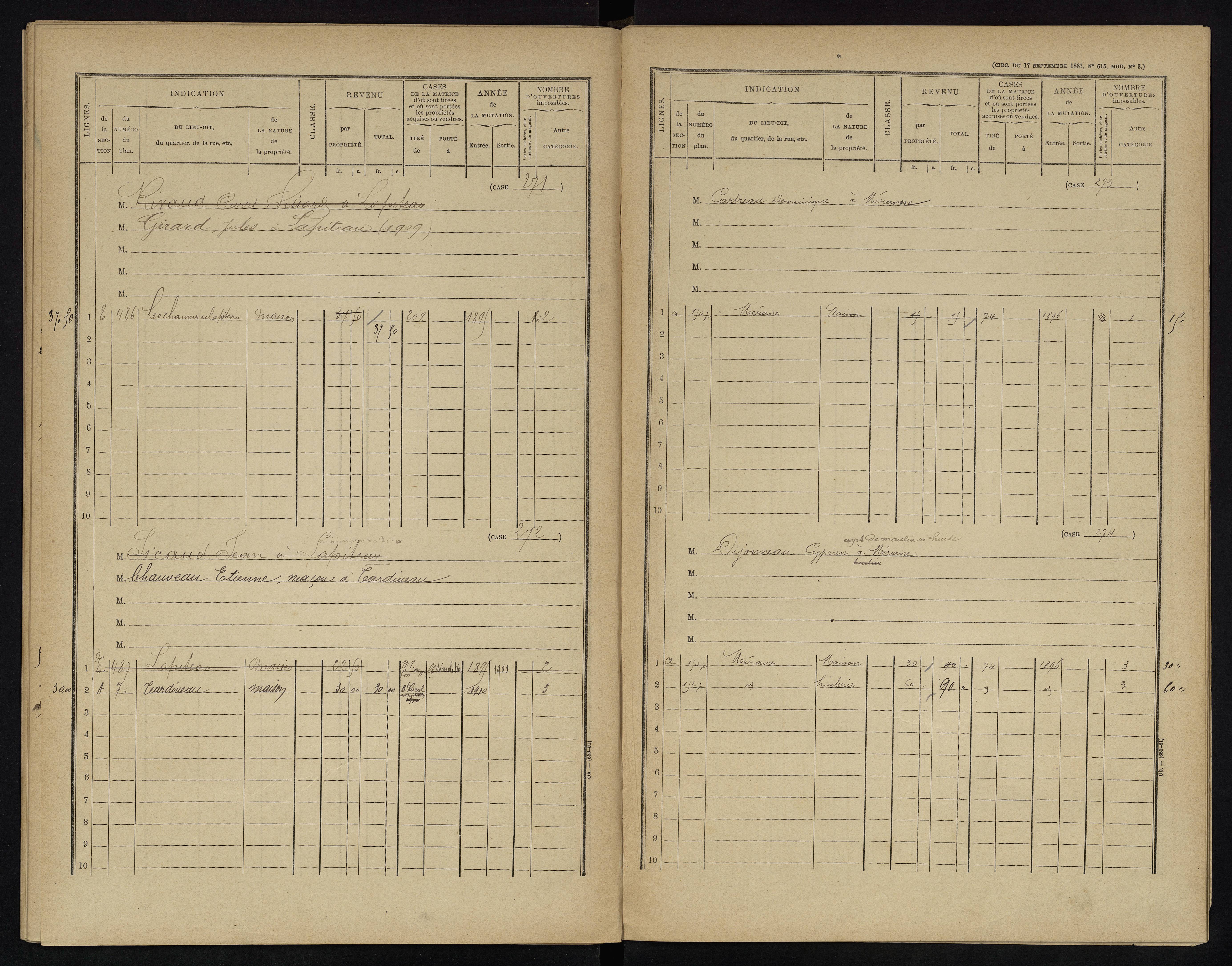 Voulême - FRAD086_cadastre Cases 1-312. 