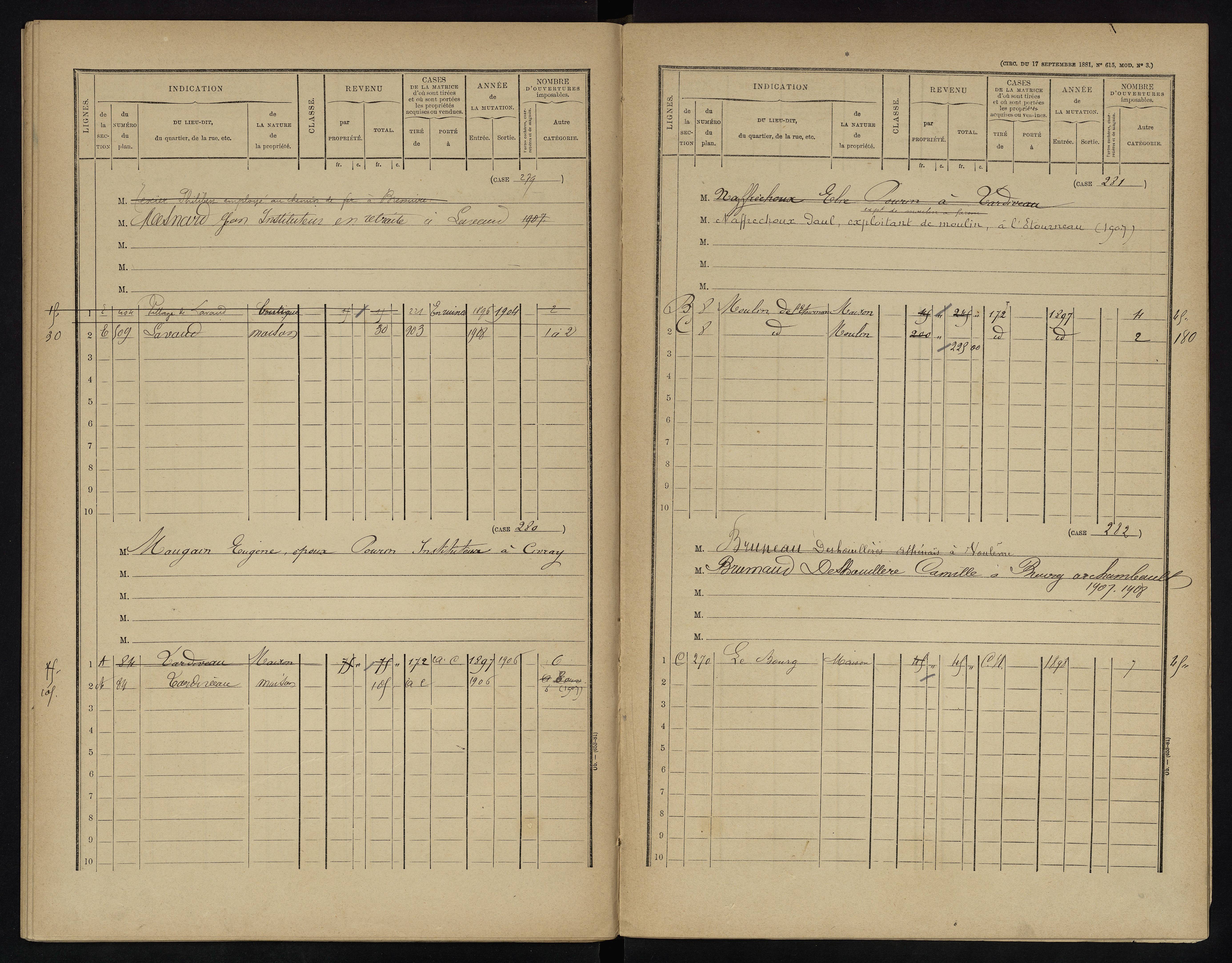 Voulême - FRAD086_cadastre Cases 1-312. 
