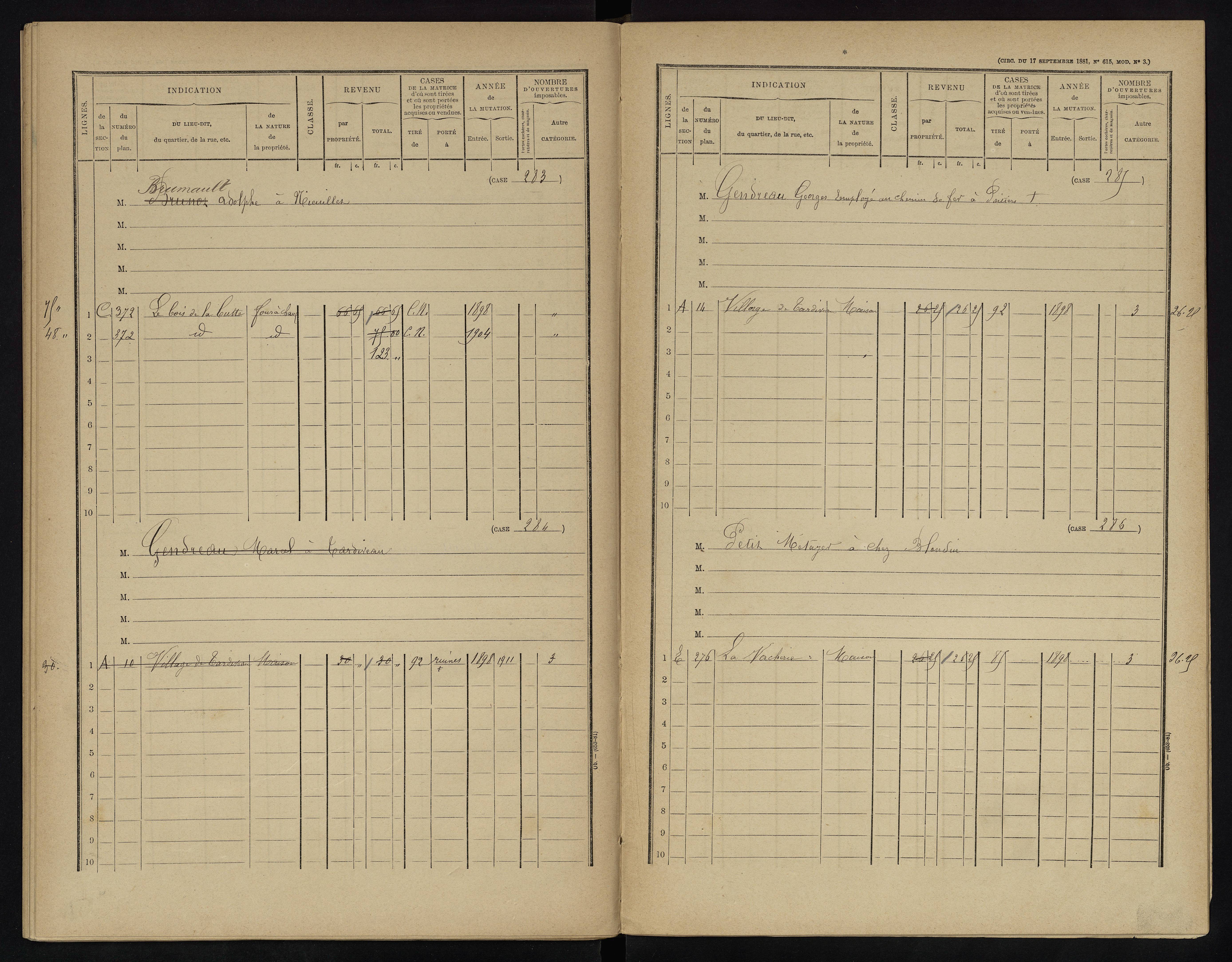 Voulême - FRAD086_cadastre Cases 1-312. 