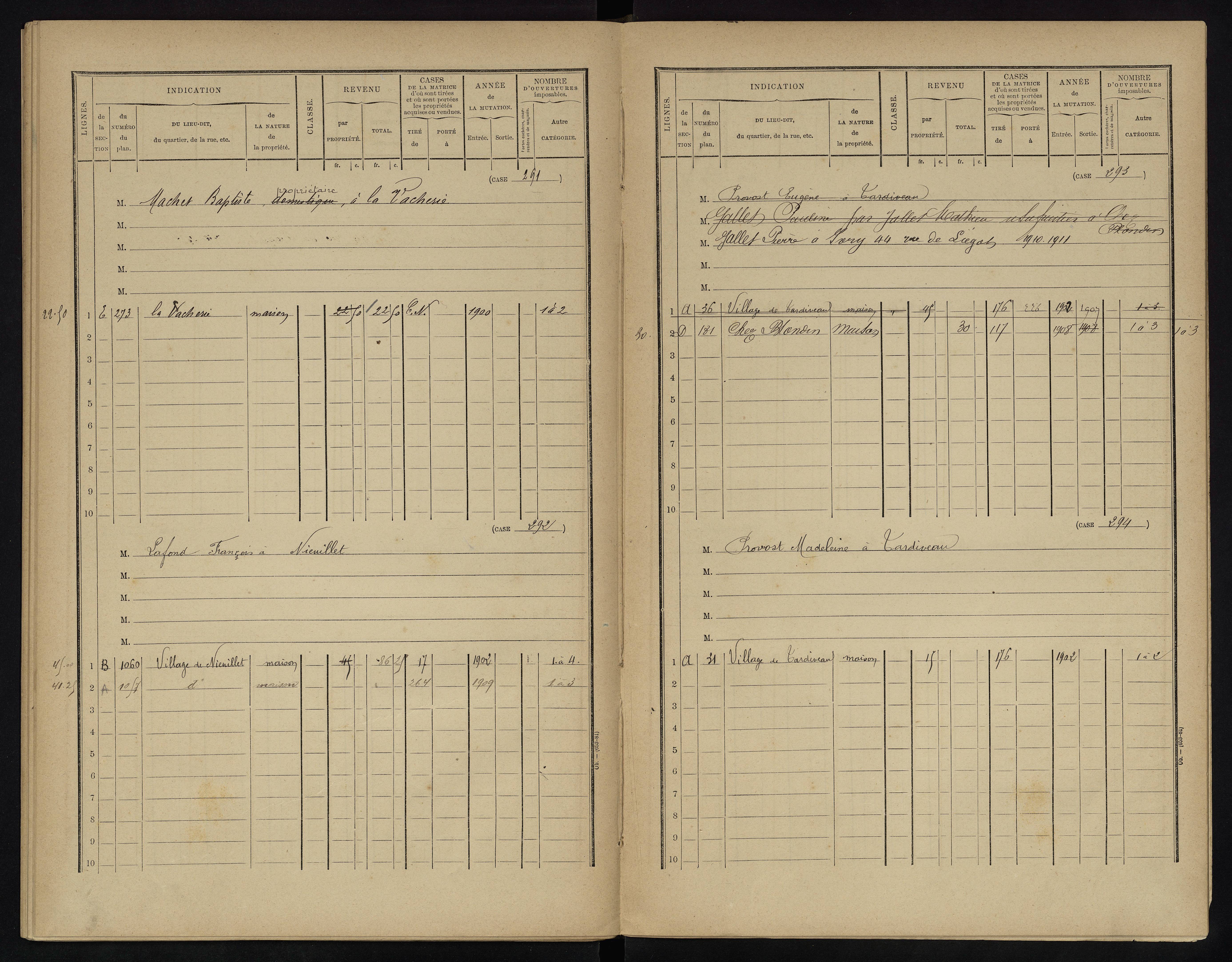 Voulême - FRAD086_cadastre Cases 1-312. 