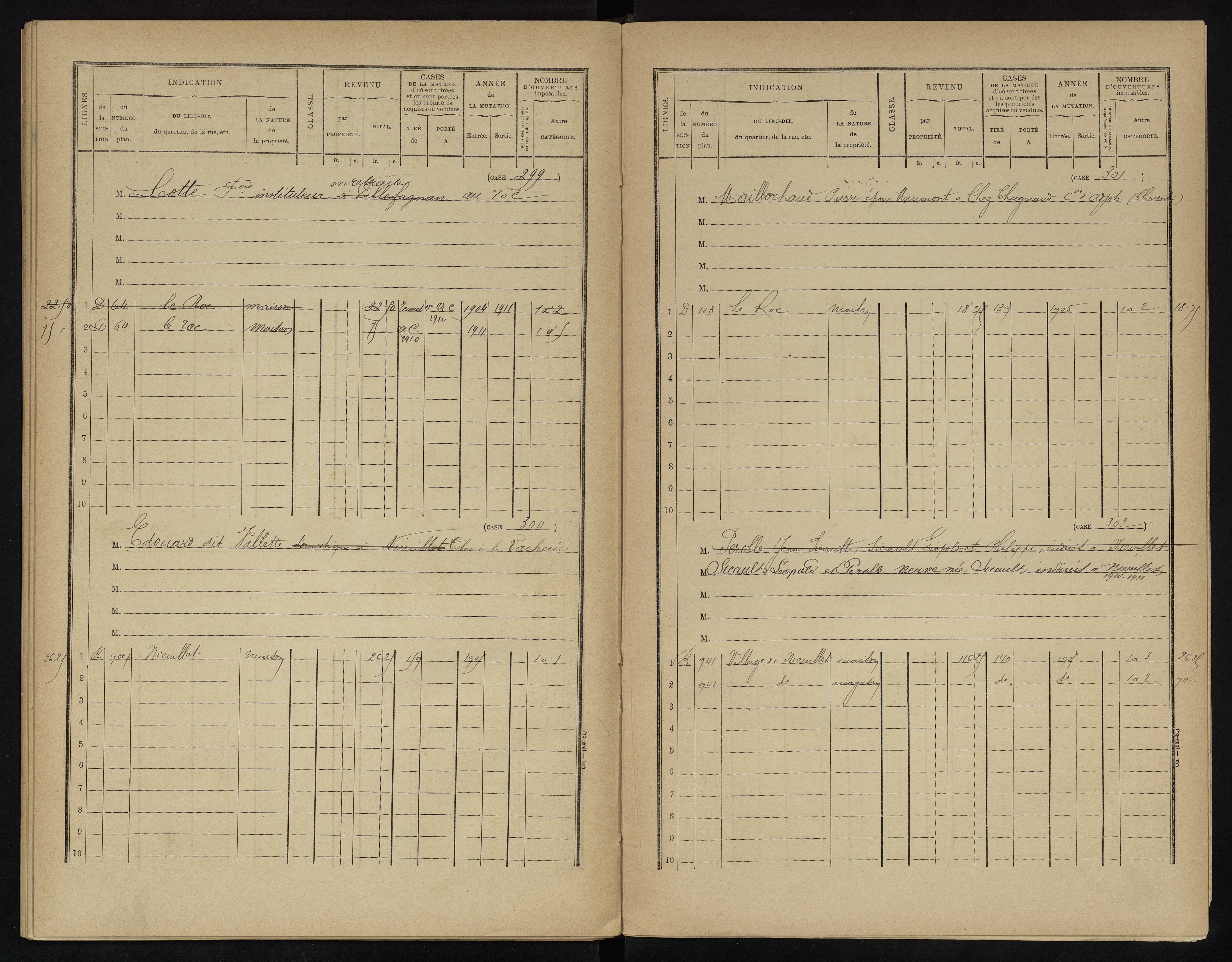 Voulême - FRAD086_cadastre Cases 1-312. 