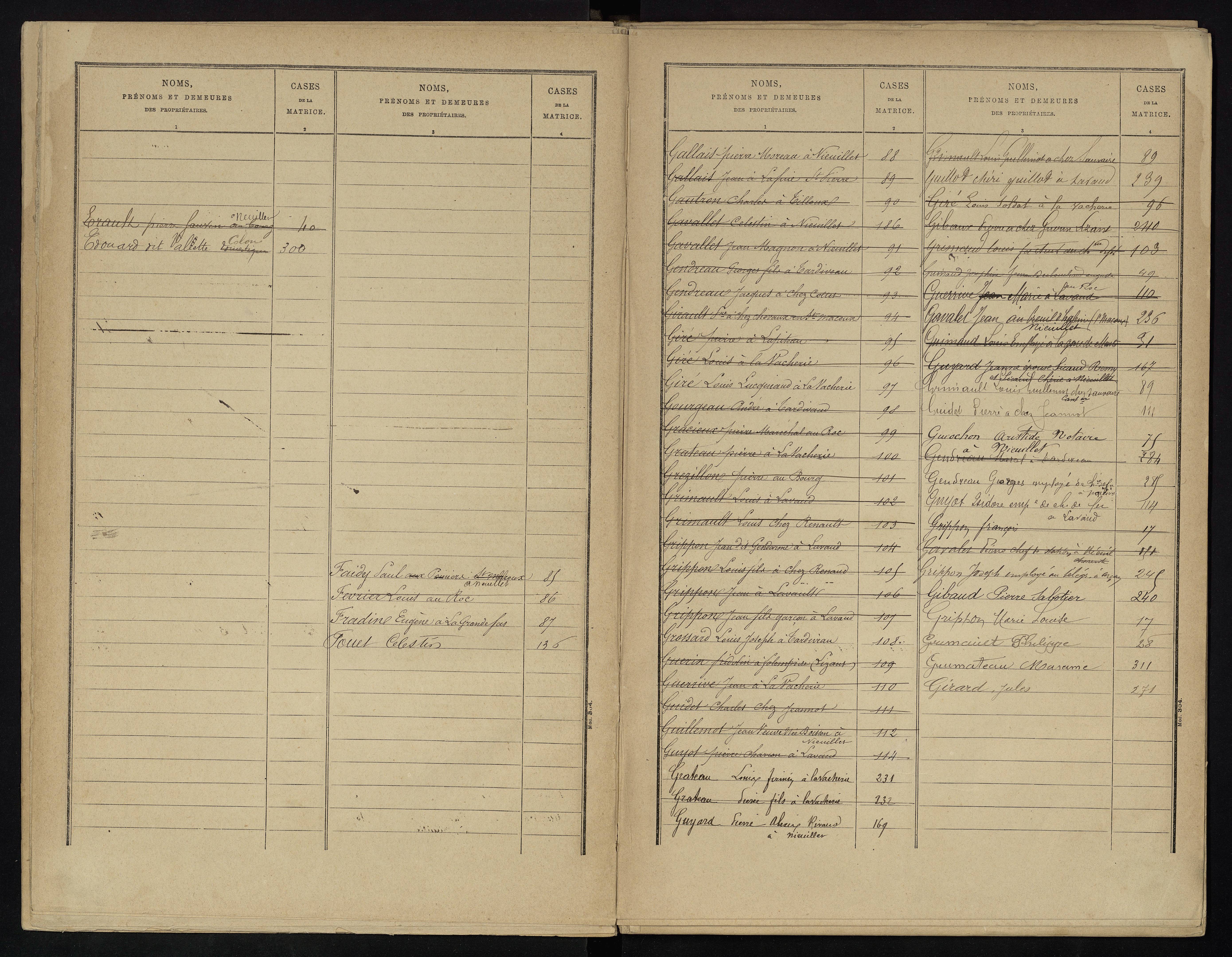 Voulême - FRAD086_cadastre Cases 1-312. 