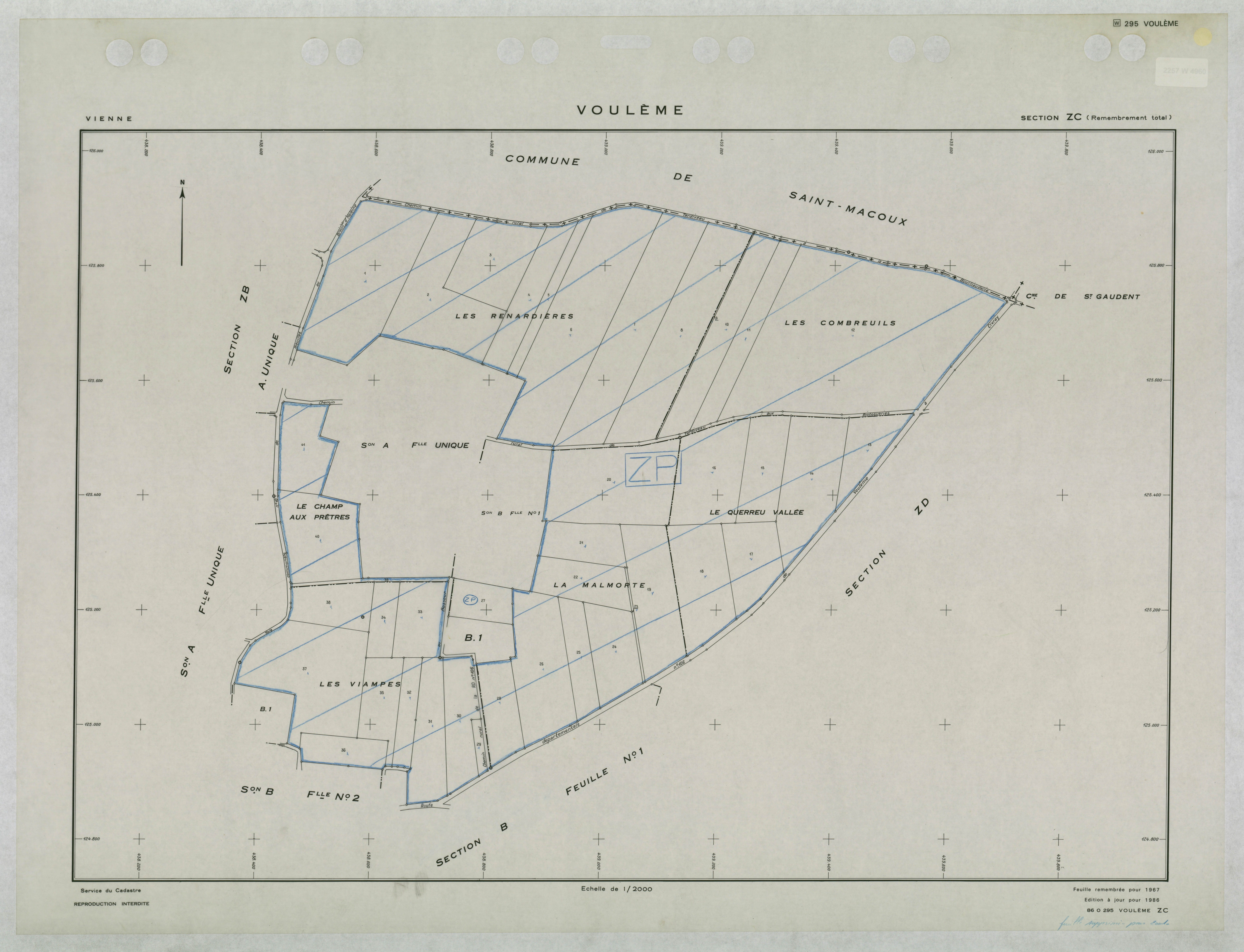 Voulême - FRAD086_cadastre Plans remembrés 