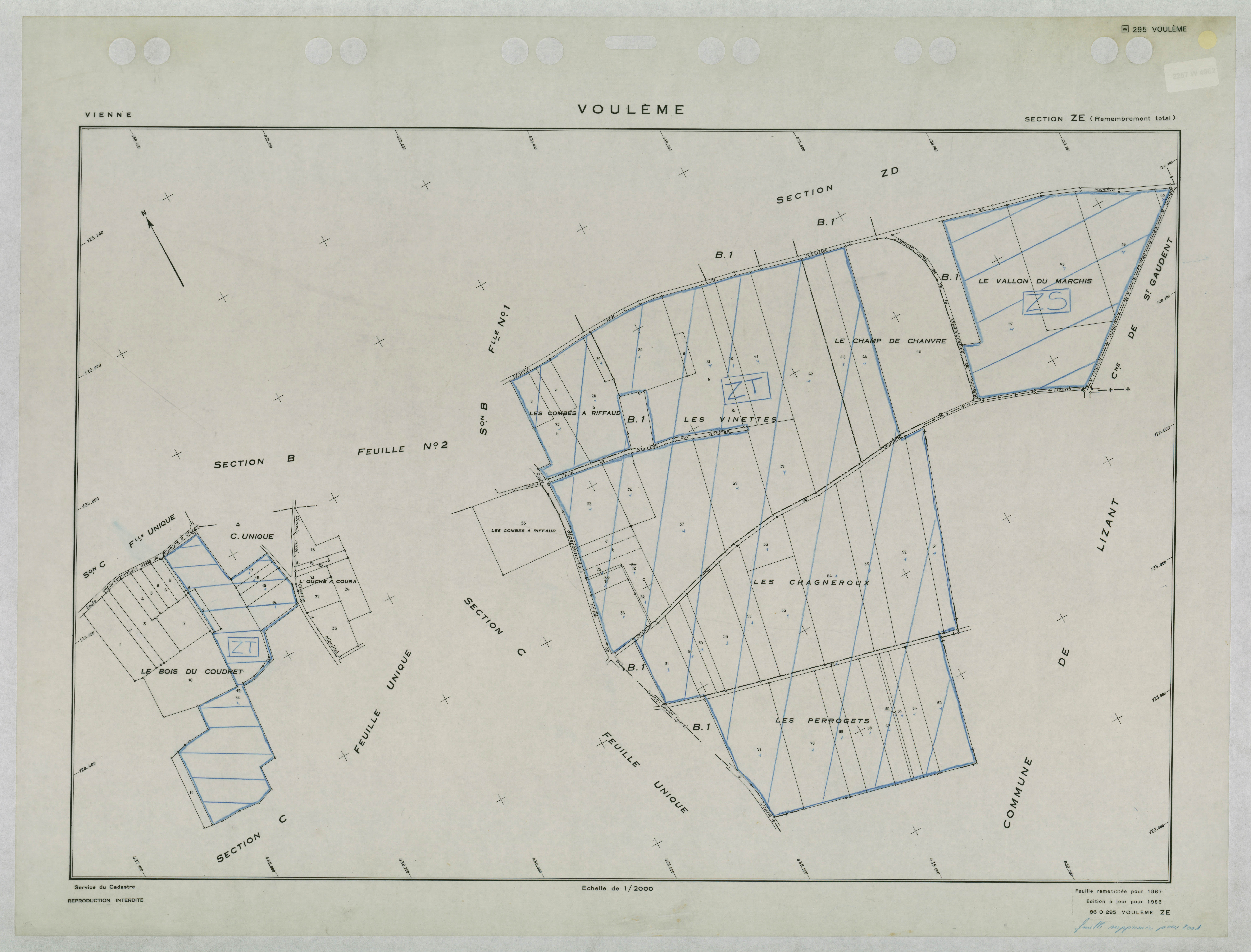 Voulême - FRAD086_cadastre Plans remembrés 