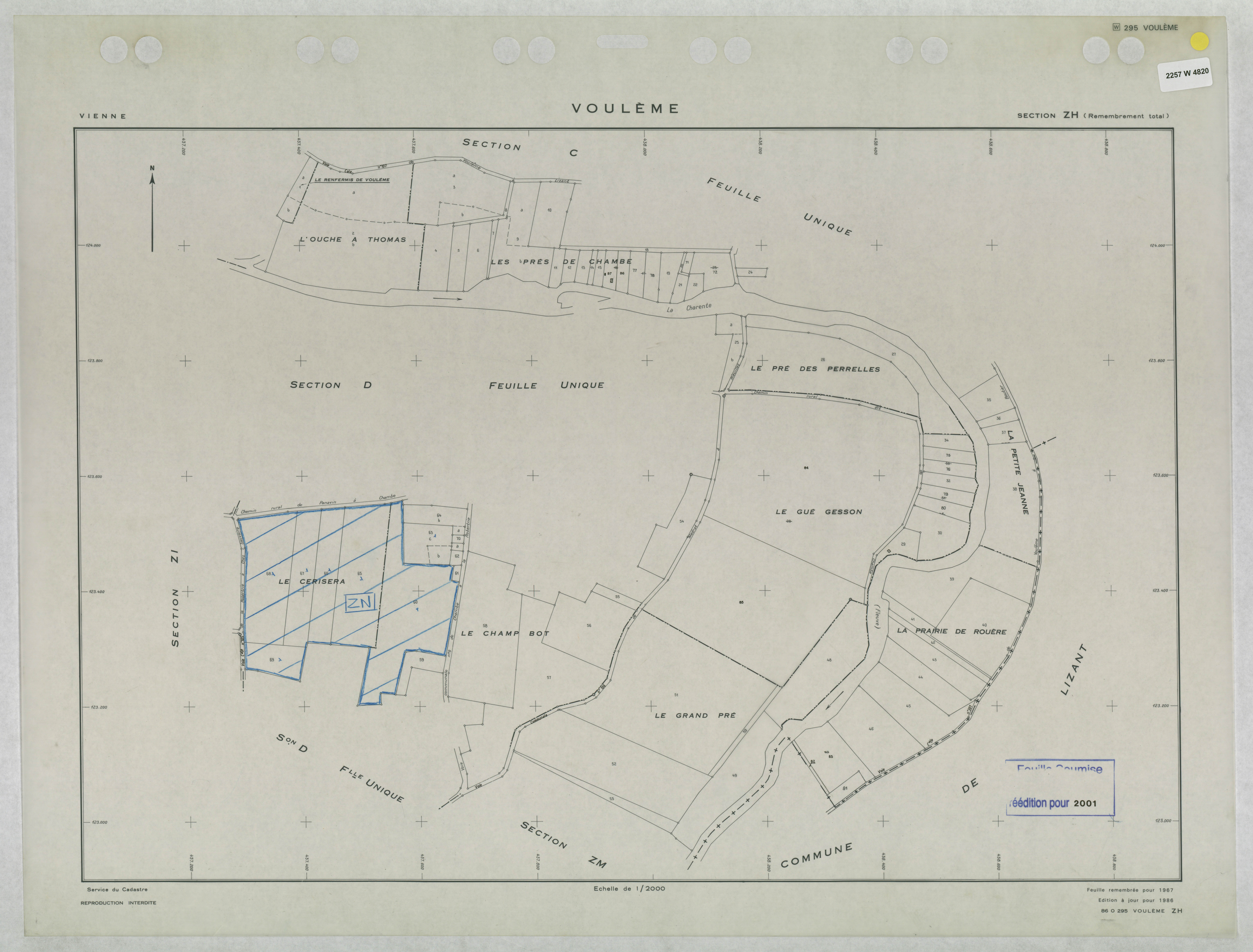 Voulême - FRAD086_cadastre Plans remembrés 