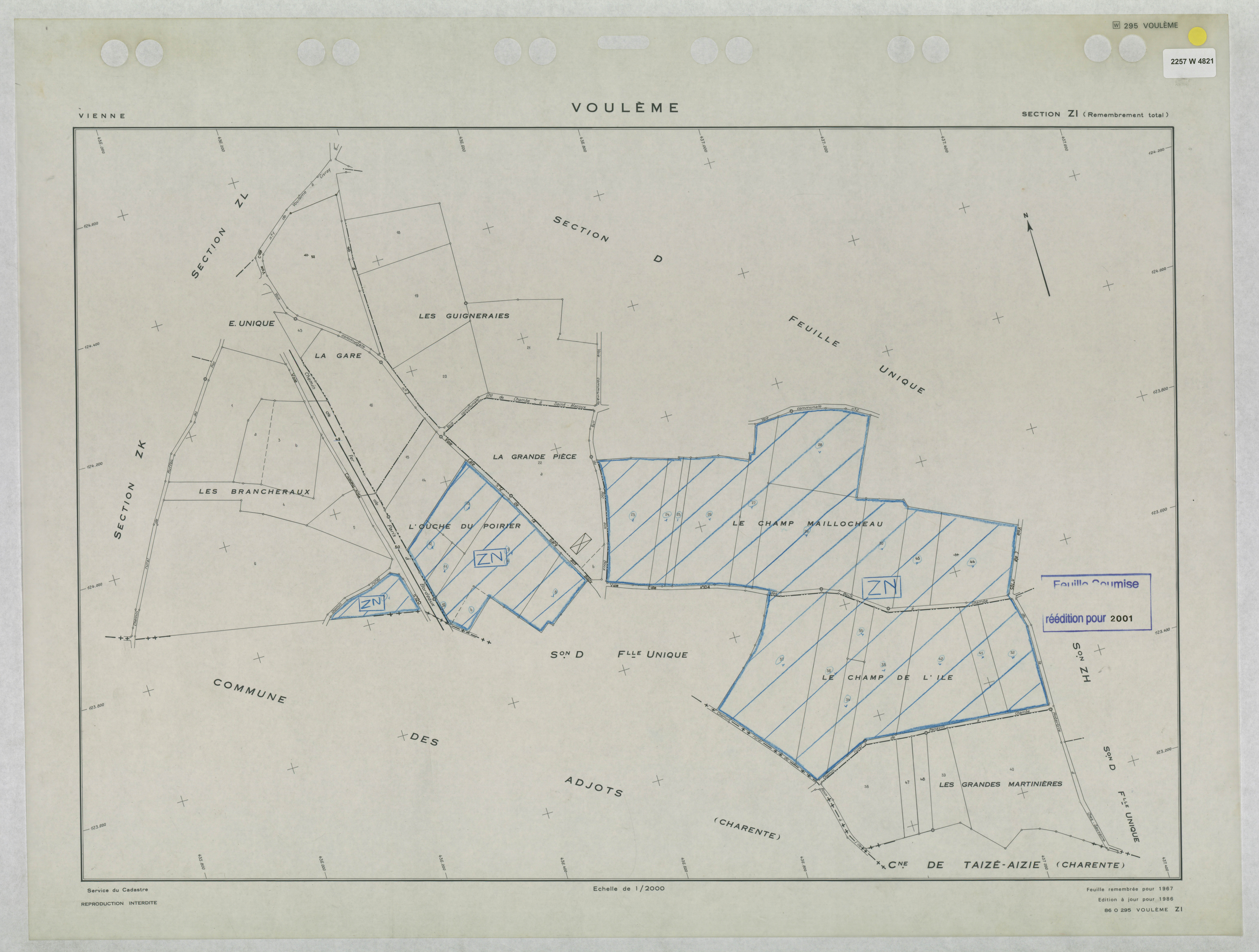 Voulême - FRAD086_cadastre Plans remembrés 