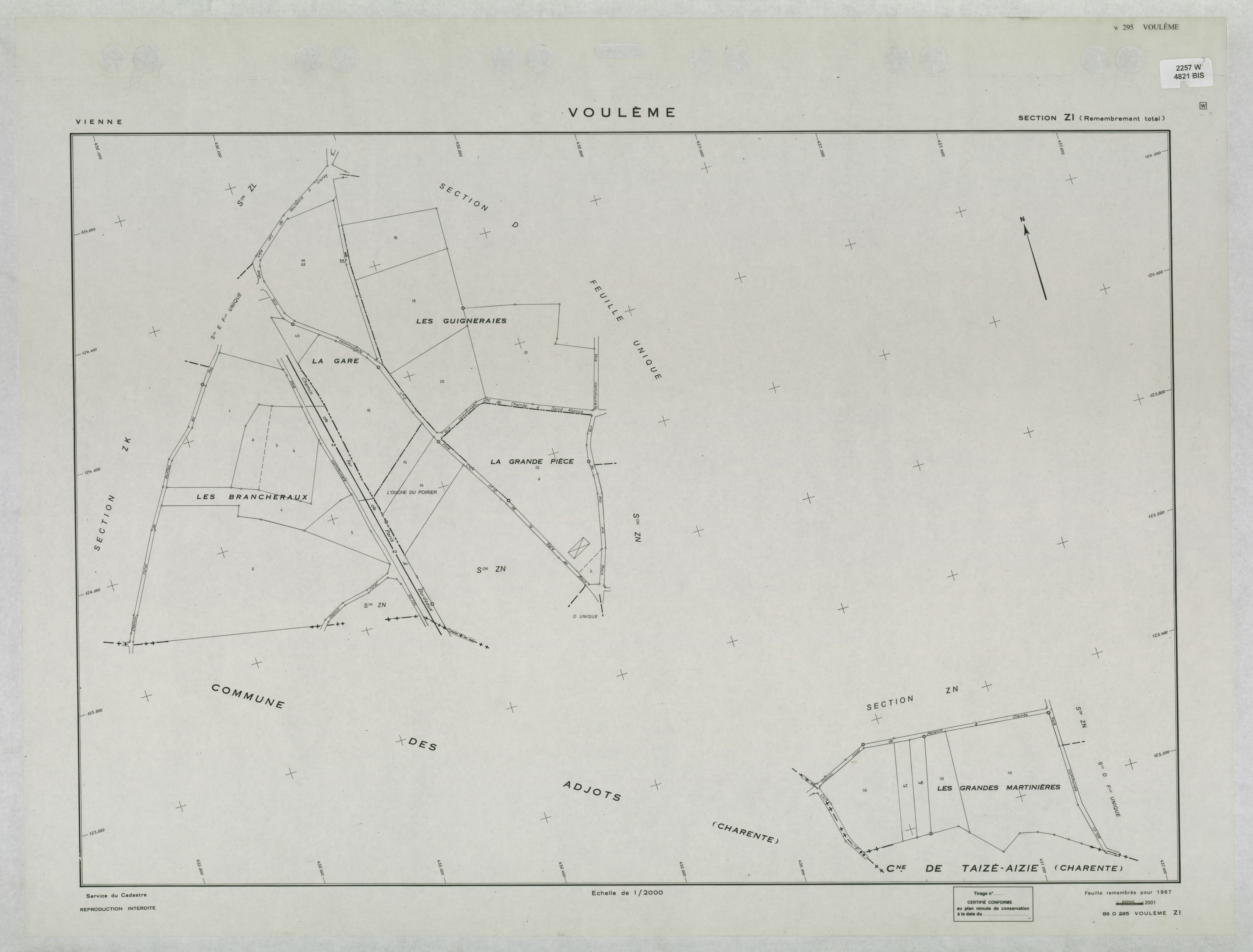 Voulême - FRAD086_cadastre Plans remembrés 
