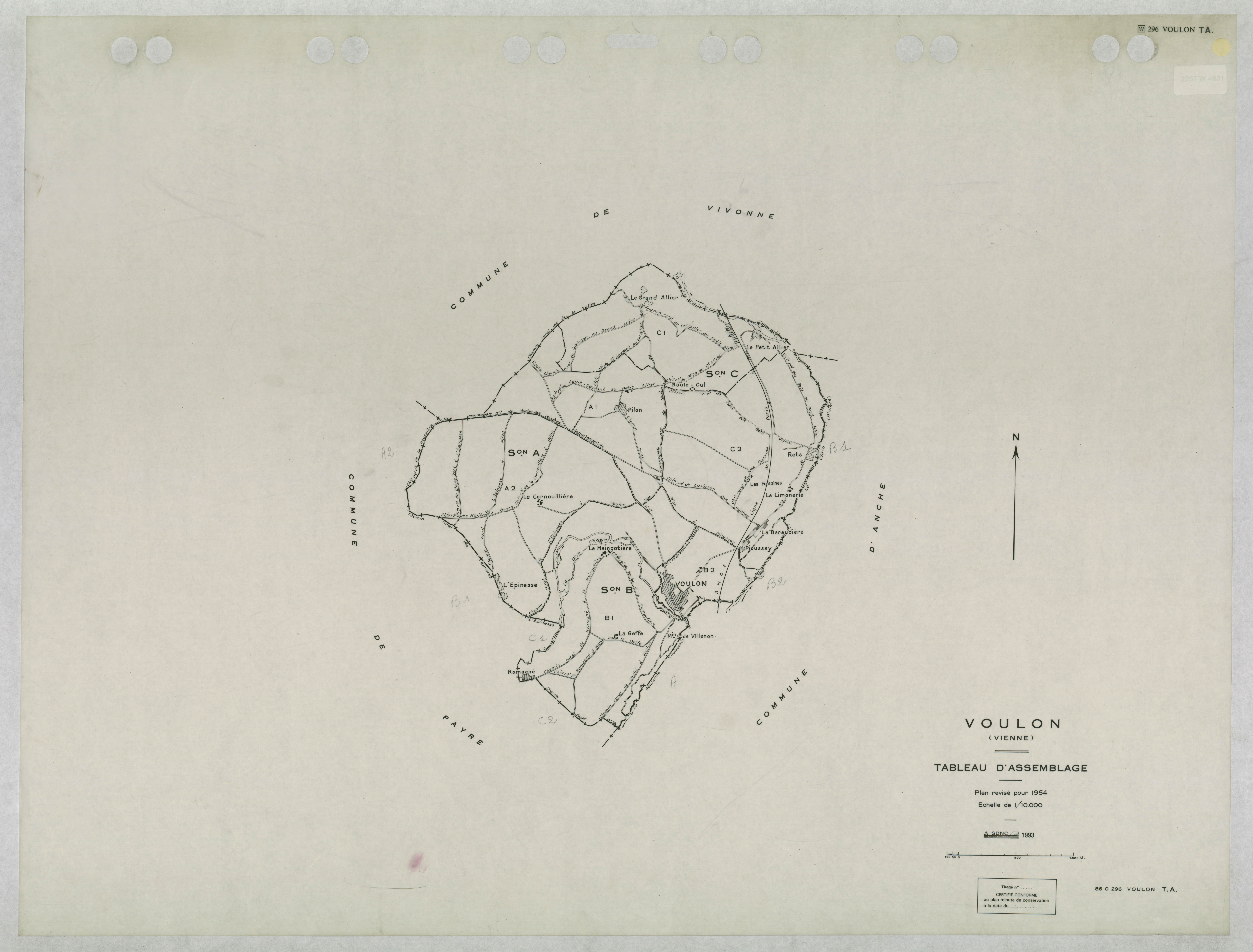 Voulon - FRAD086_cadastre Tableau d'assemblage (1 feuille)