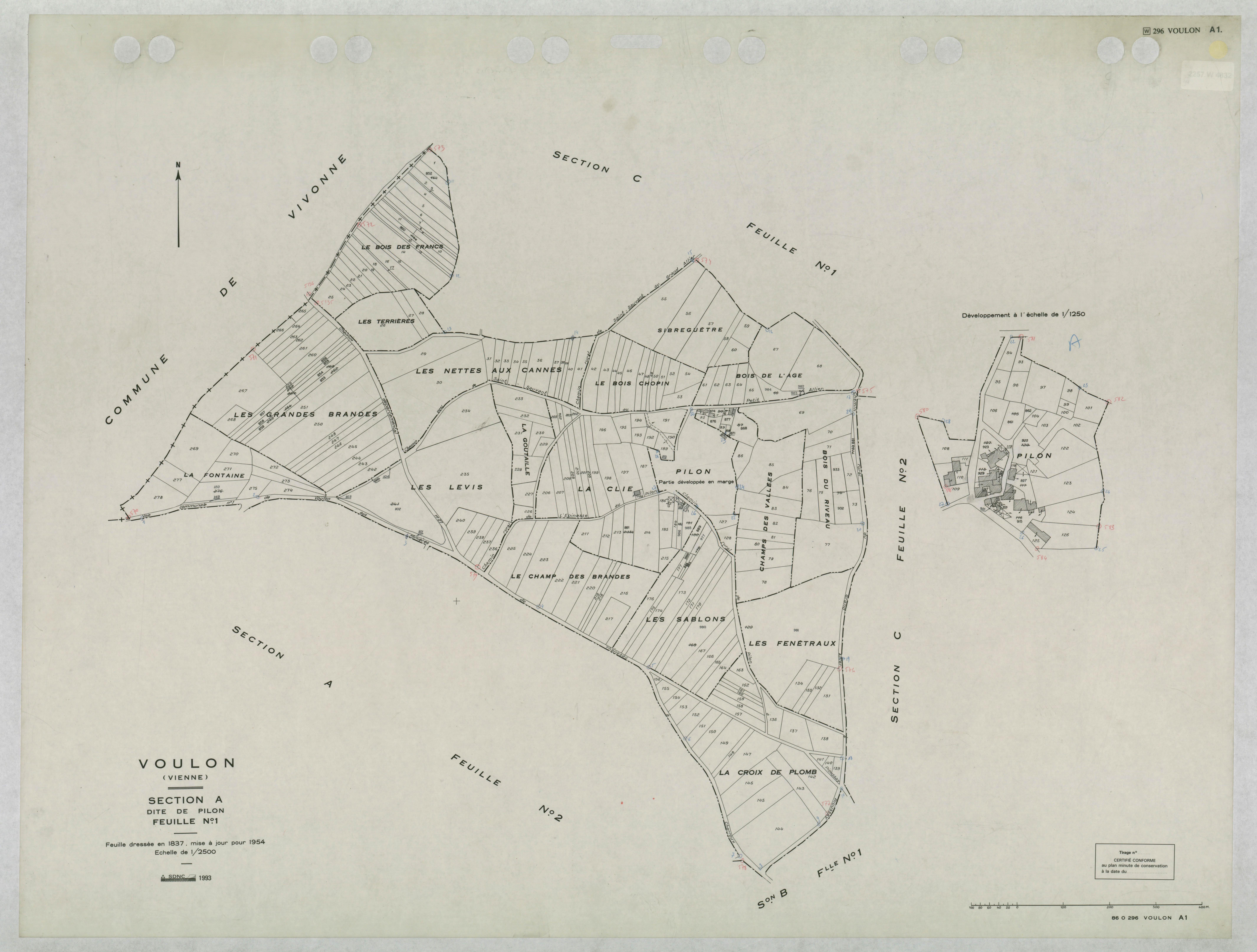 Voulon - FRAD086_cadastre Plans mis à jour