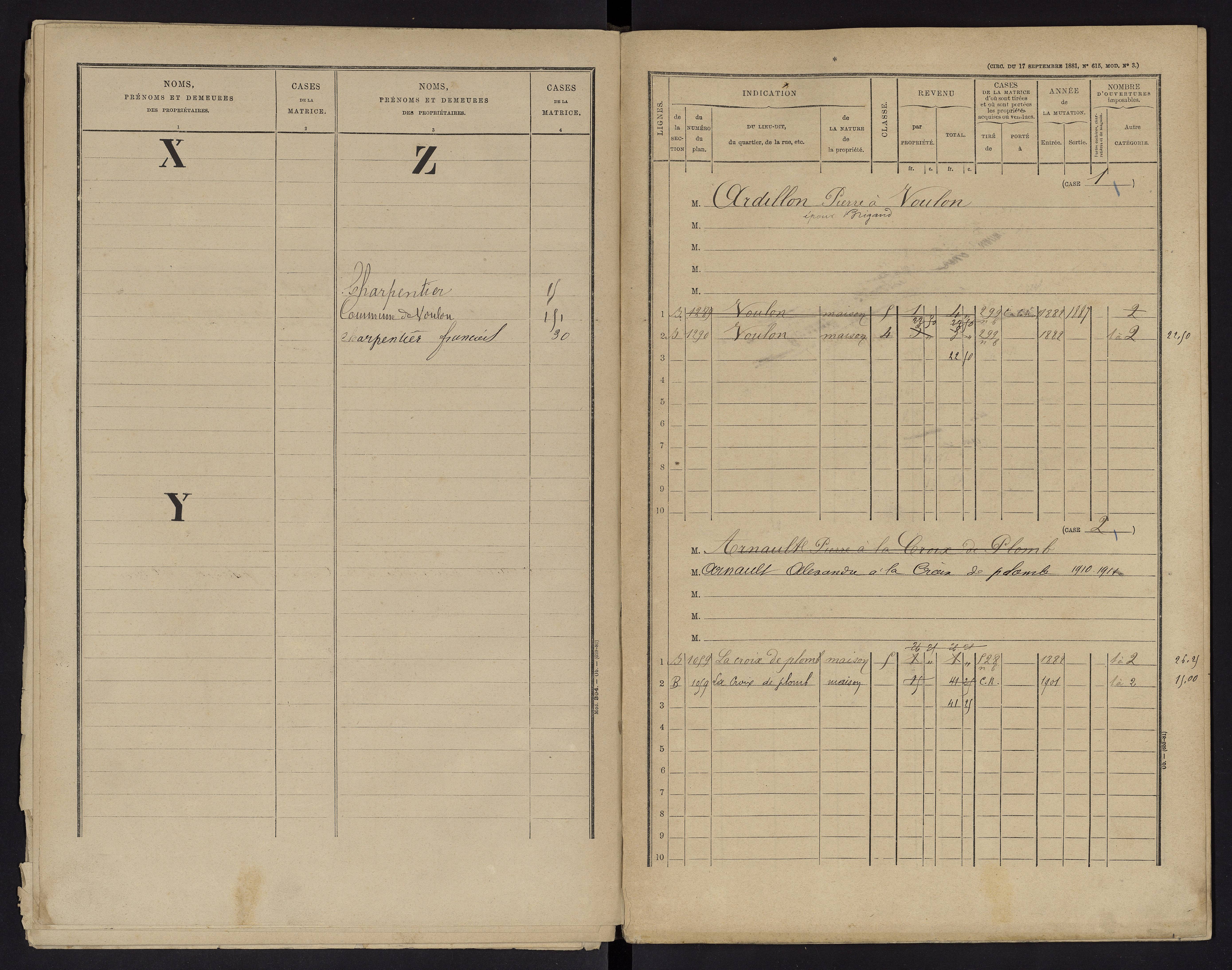 Voulon - FRAD086_cadastre Cases 1-154.