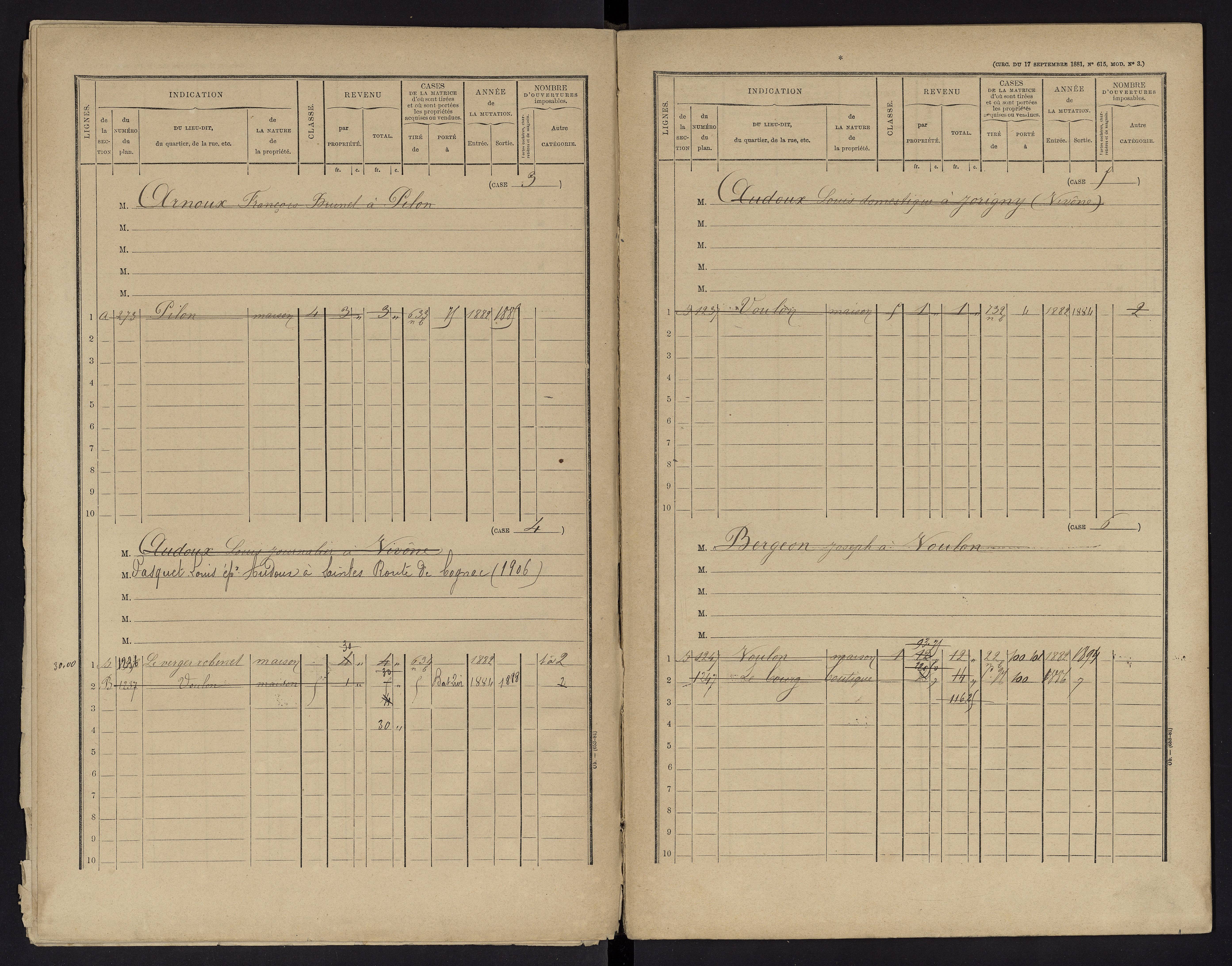 Voulon - FRAD086_cadastre Cases 1-154.