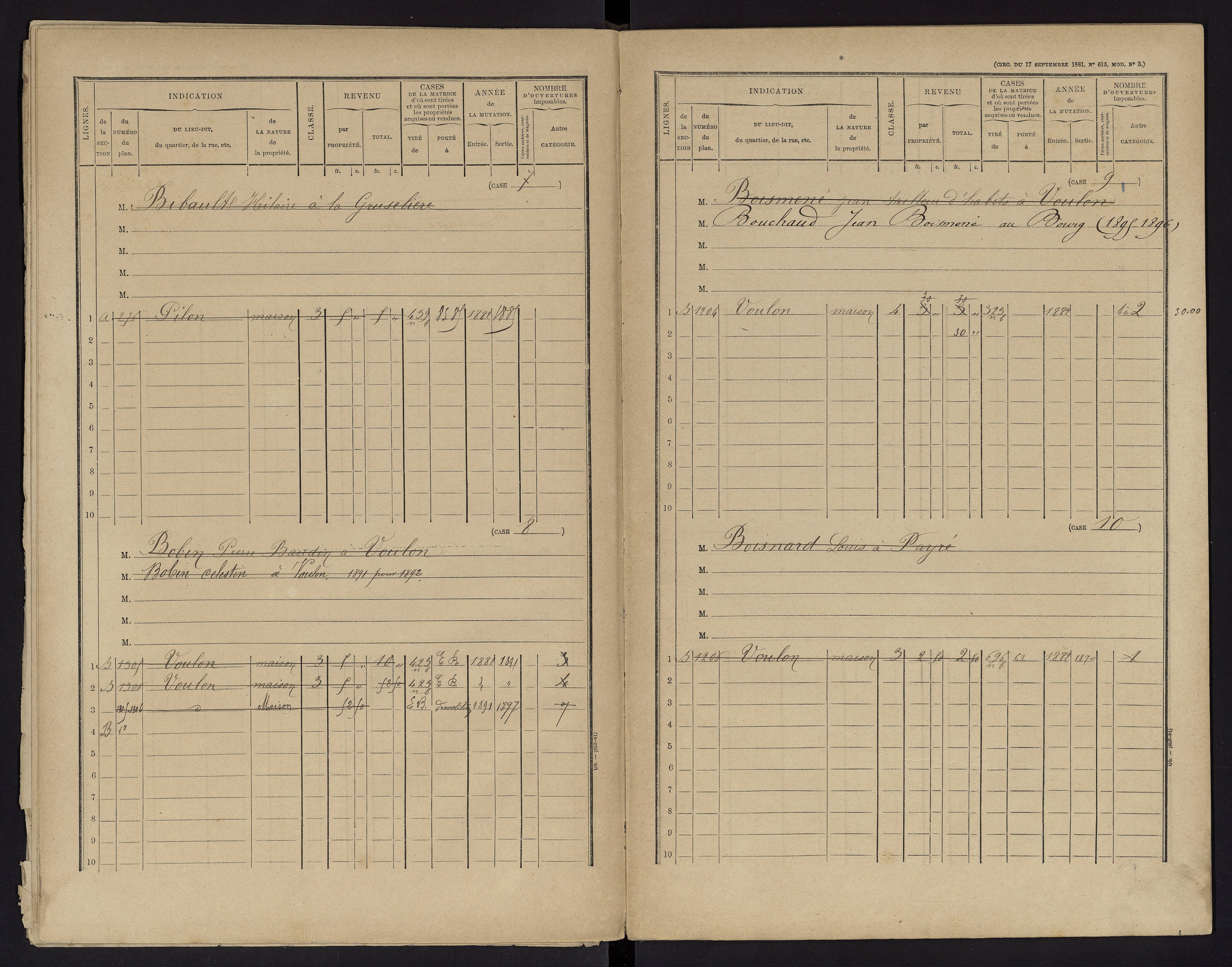 Voulon - FRAD086_cadastre Cases 1-154.