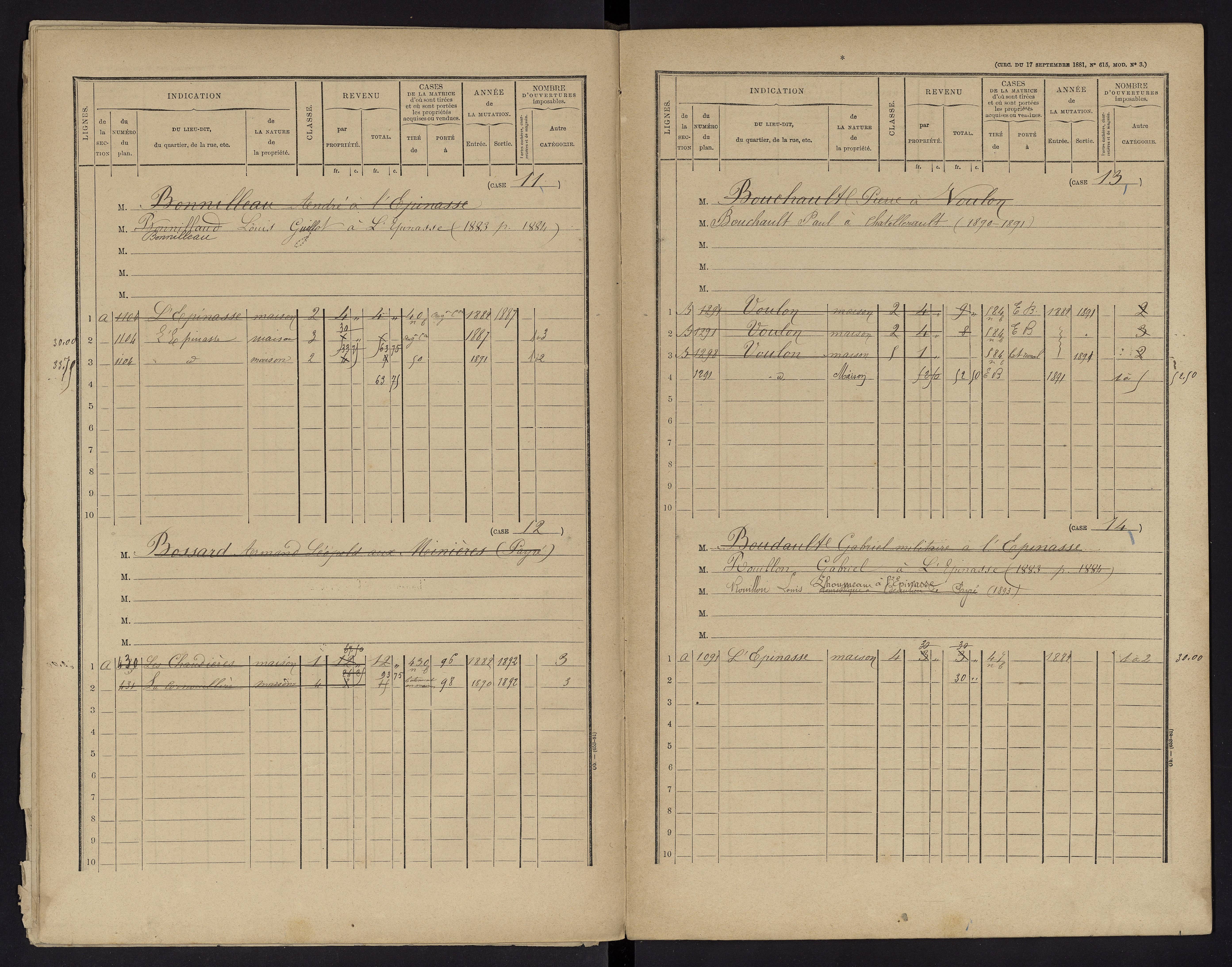 Voulon - FRAD086_cadastre Cases 1-154.
