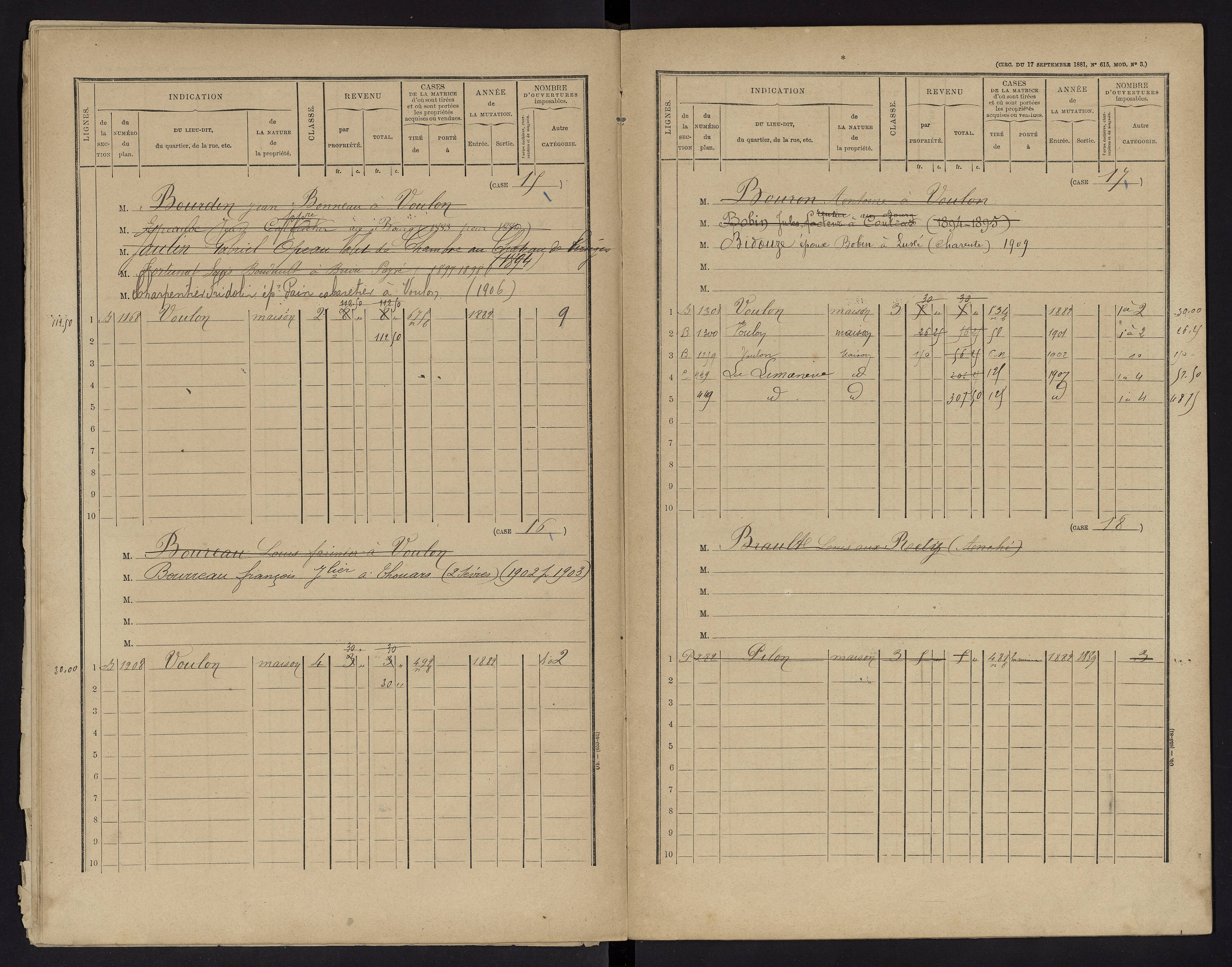 Voulon - FRAD086_cadastre Cases 1-154.