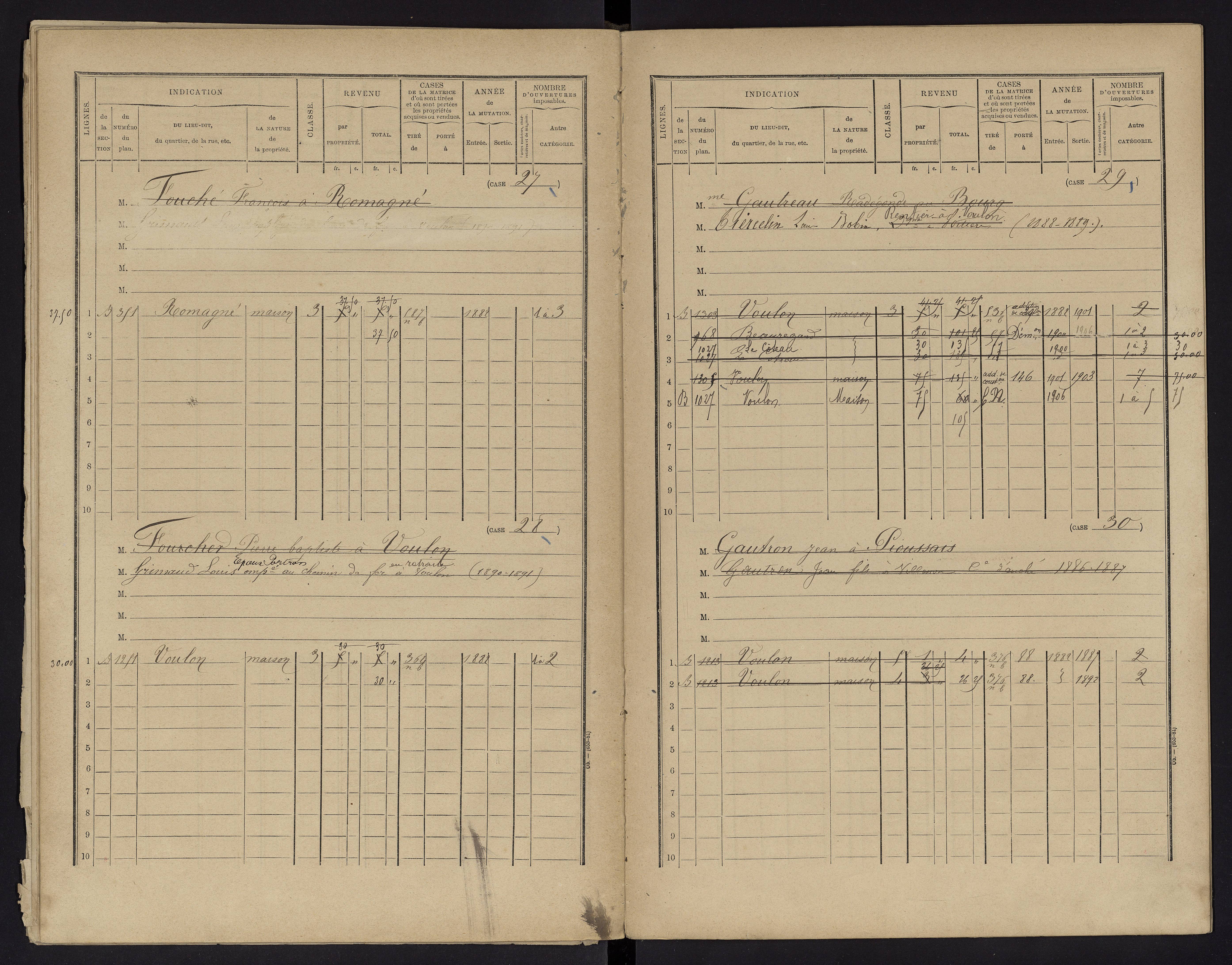 Voulon - FRAD086_cadastre Cases 1-154.