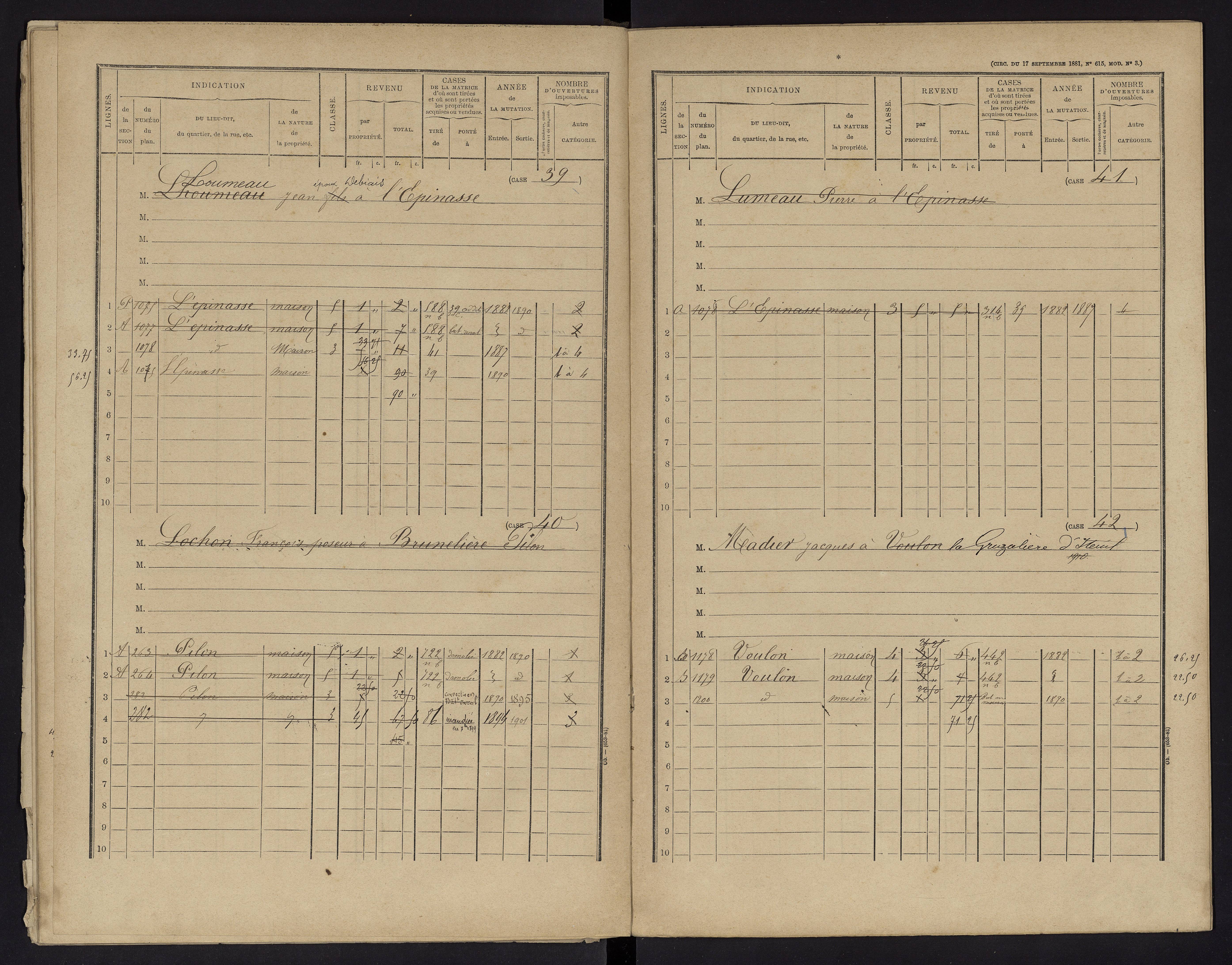 Voulon - FRAD086_cadastre Cases 1-154.