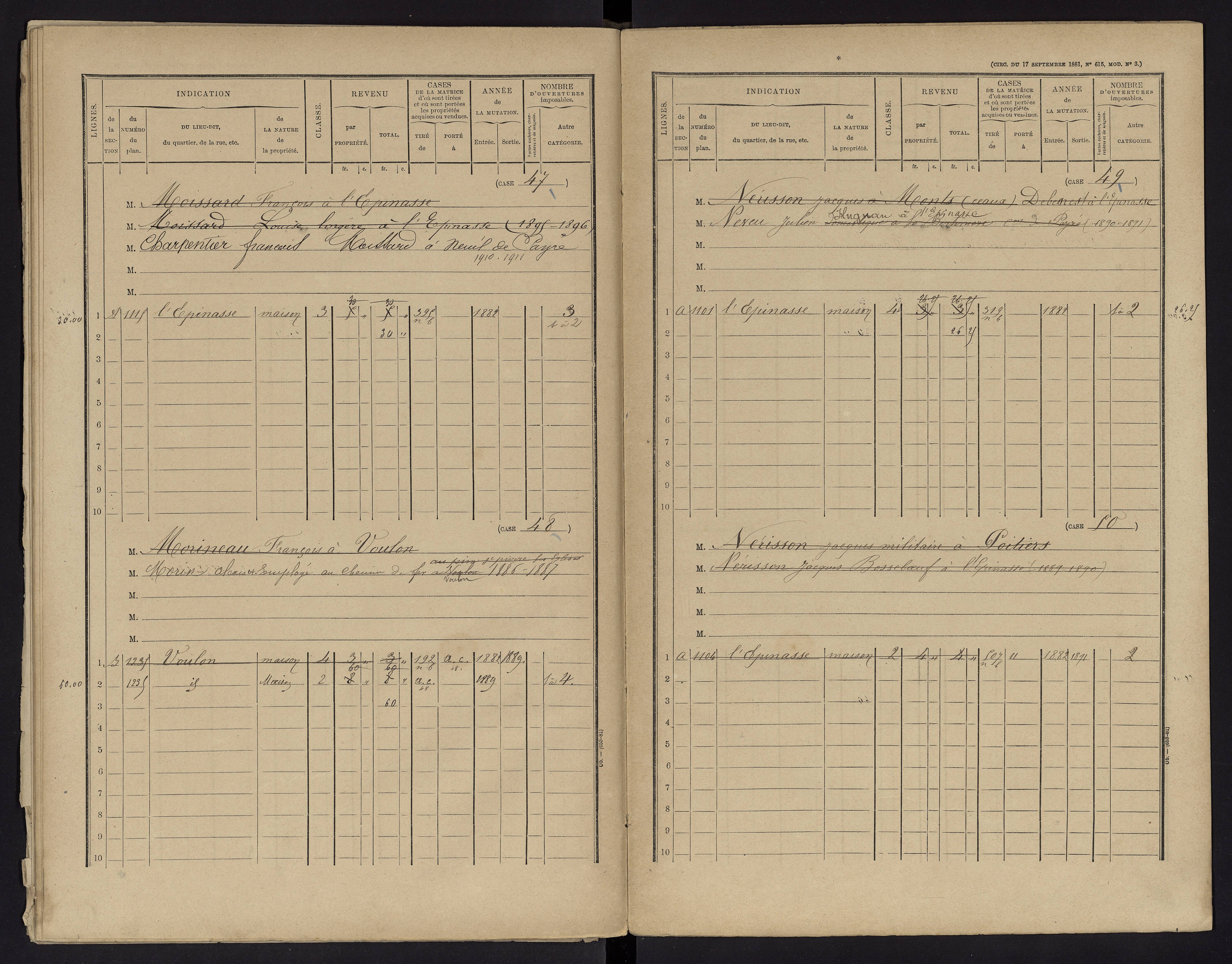 Voulon - FRAD086_cadastre Cases 1-154.