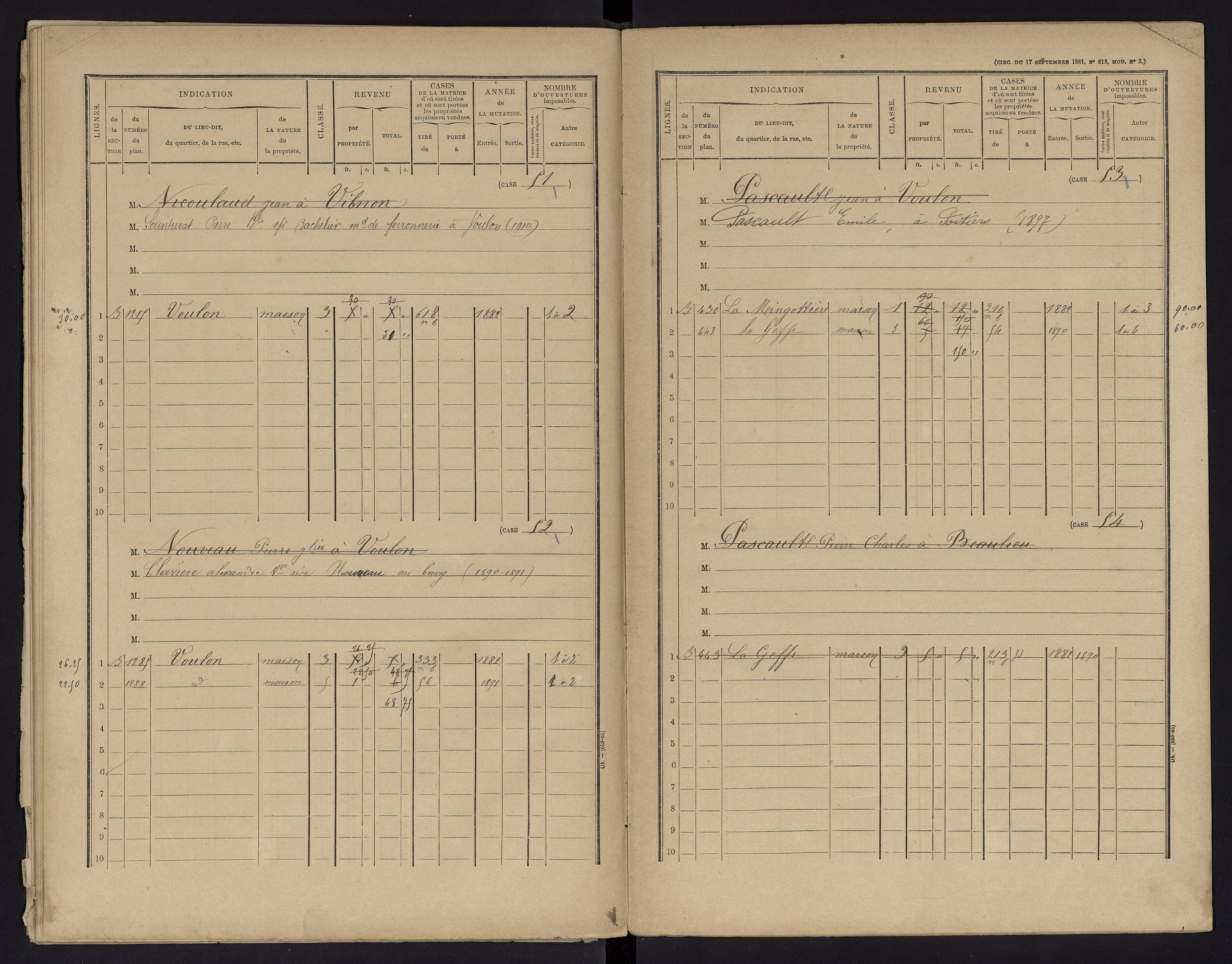 Voulon - FRAD086_cadastre Cases 1-154.