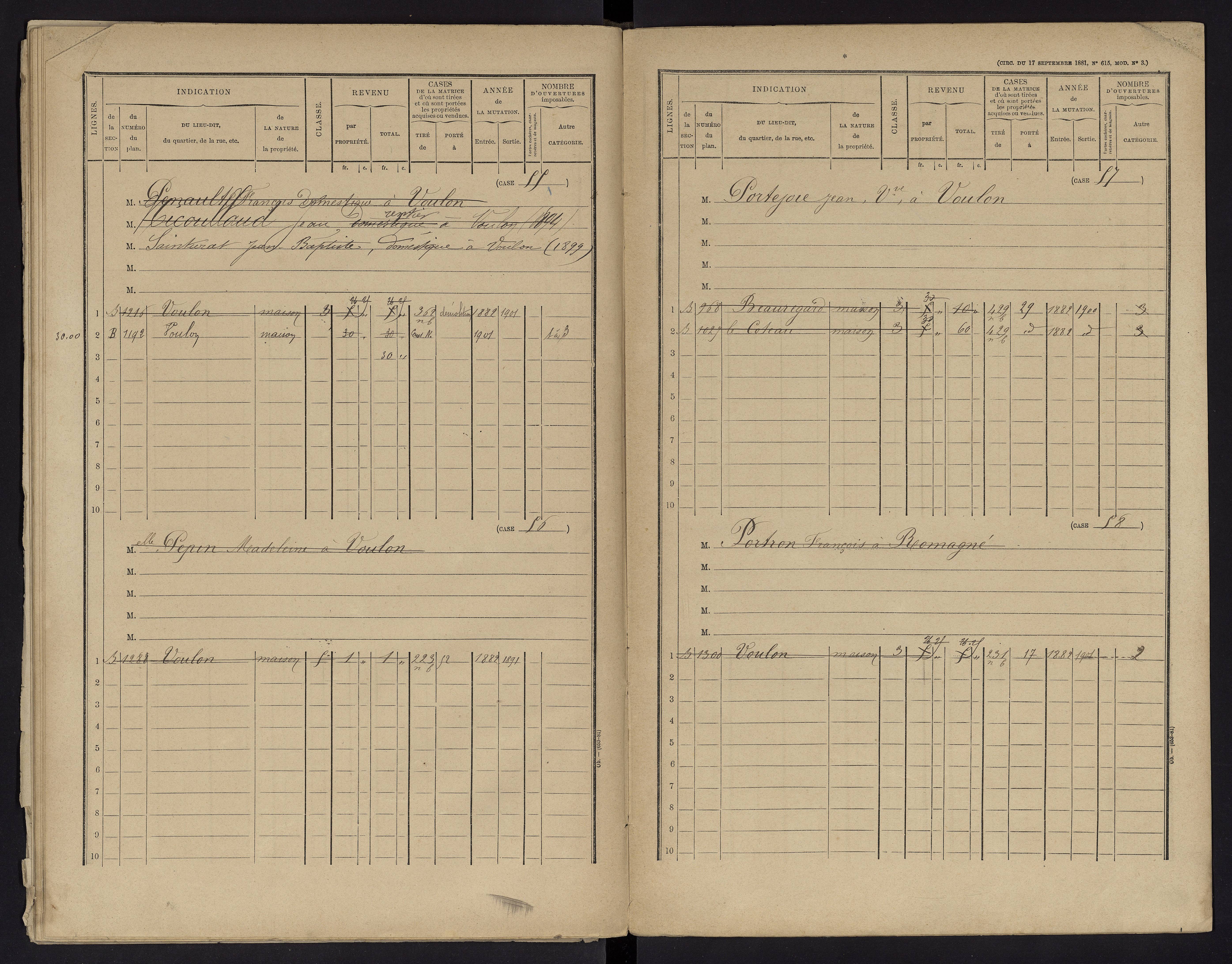 Voulon - FRAD086_cadastre Cases 1-154.