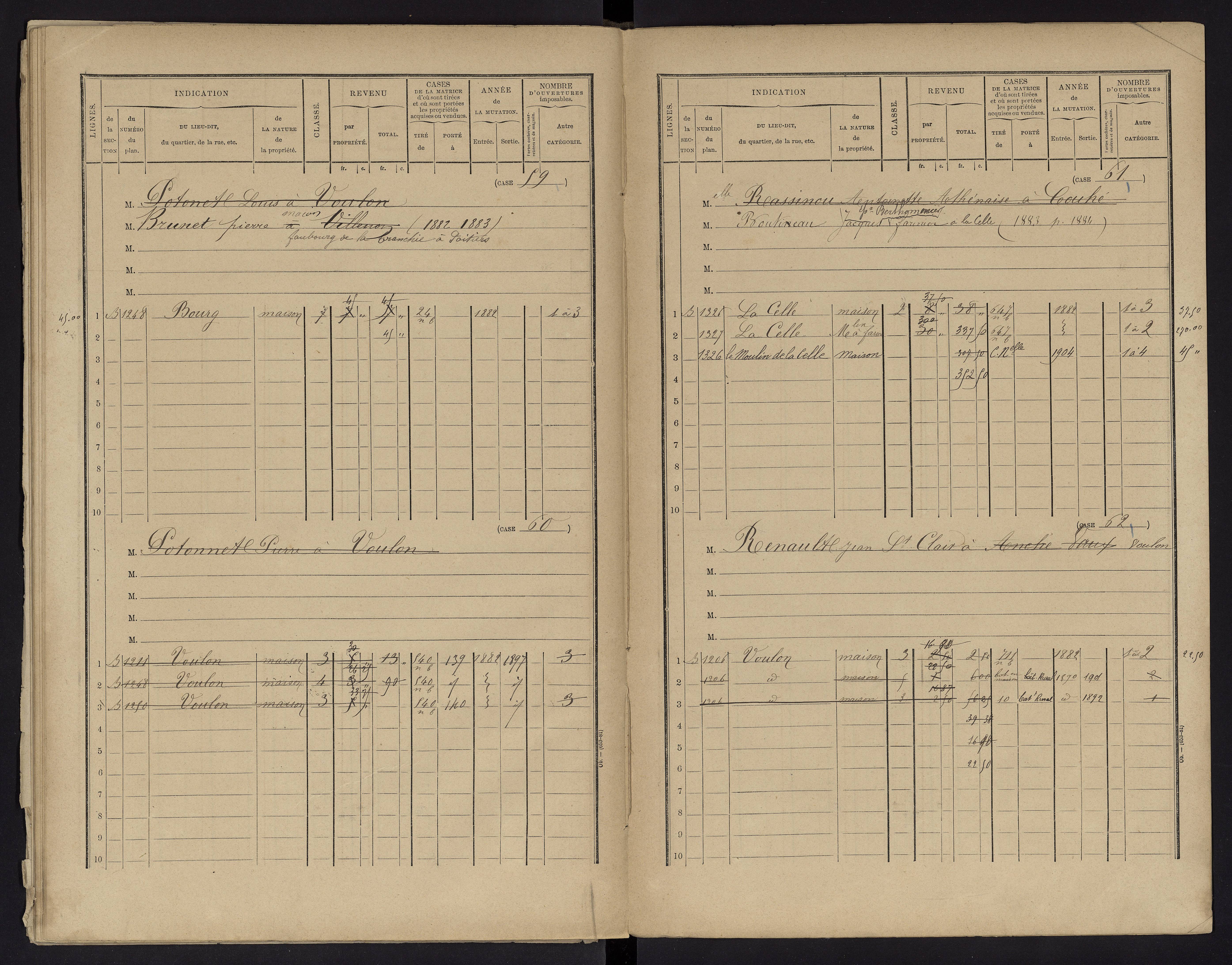 Voulon - FRAD086_cadastre Cases 1-154.