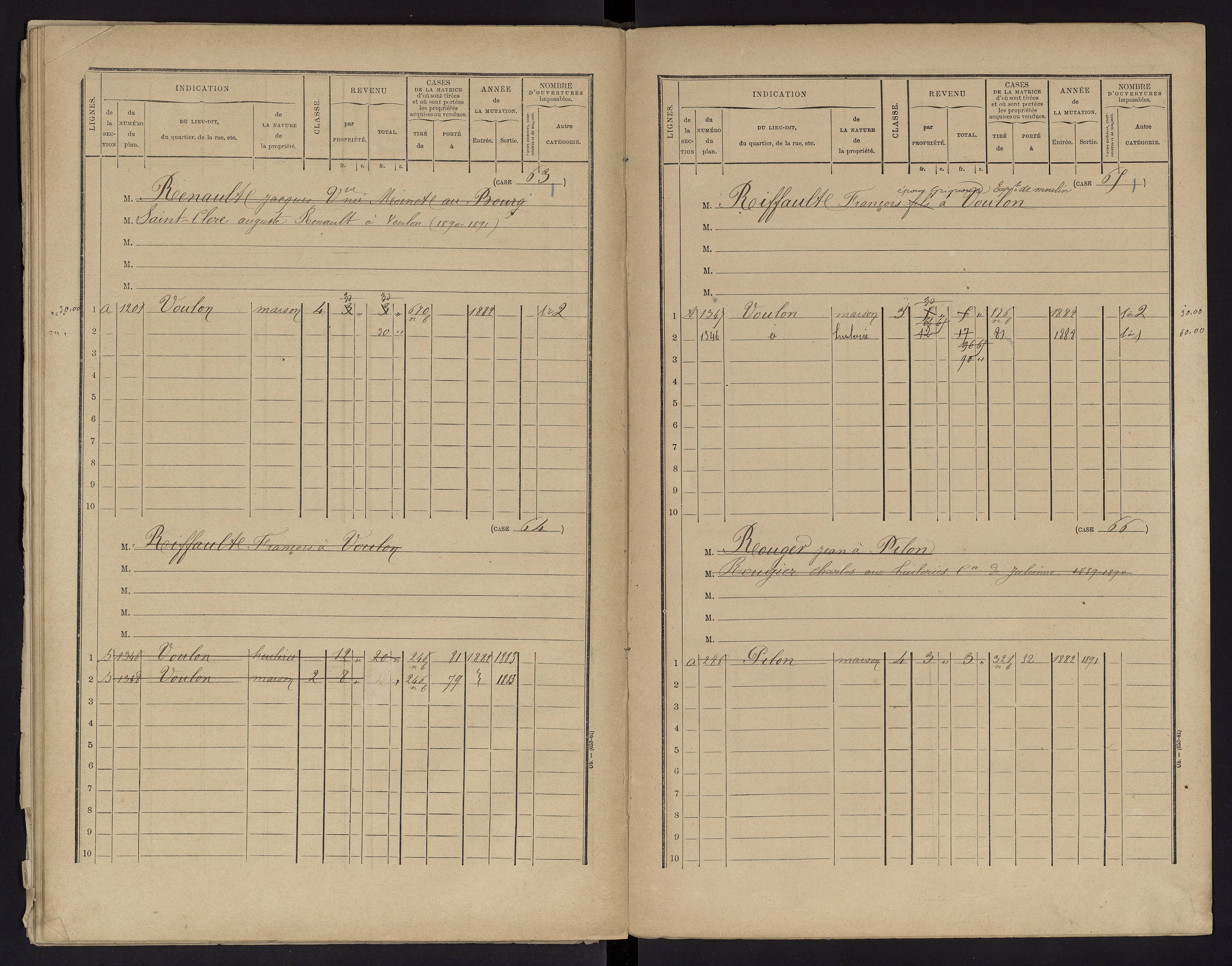 Voulon - FRAD086_cadastre Cases 1-154.