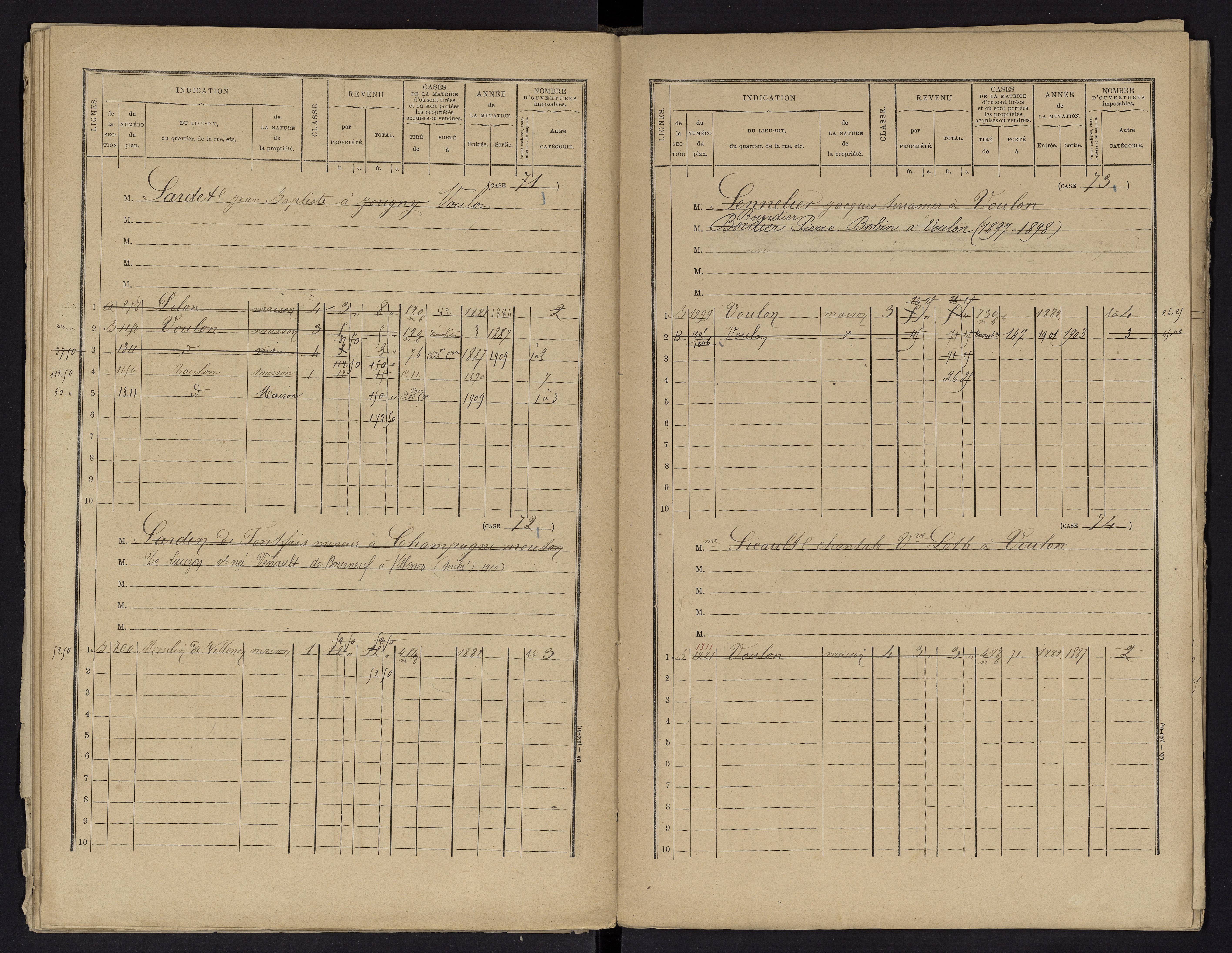 Voulon - FRAD086_cadastre Cases 1-154.