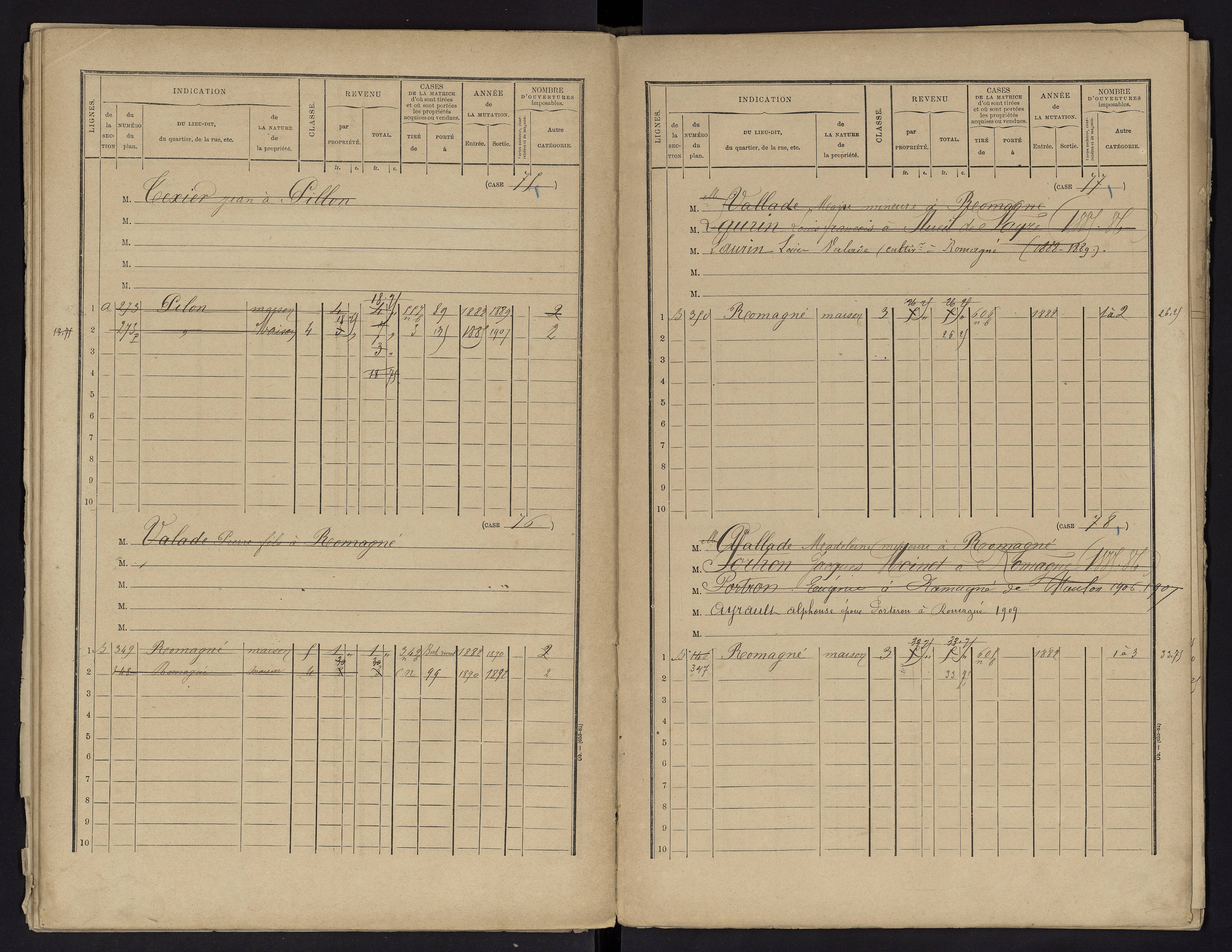 Voulon - FRAD086_cadastre Cases 1-154.