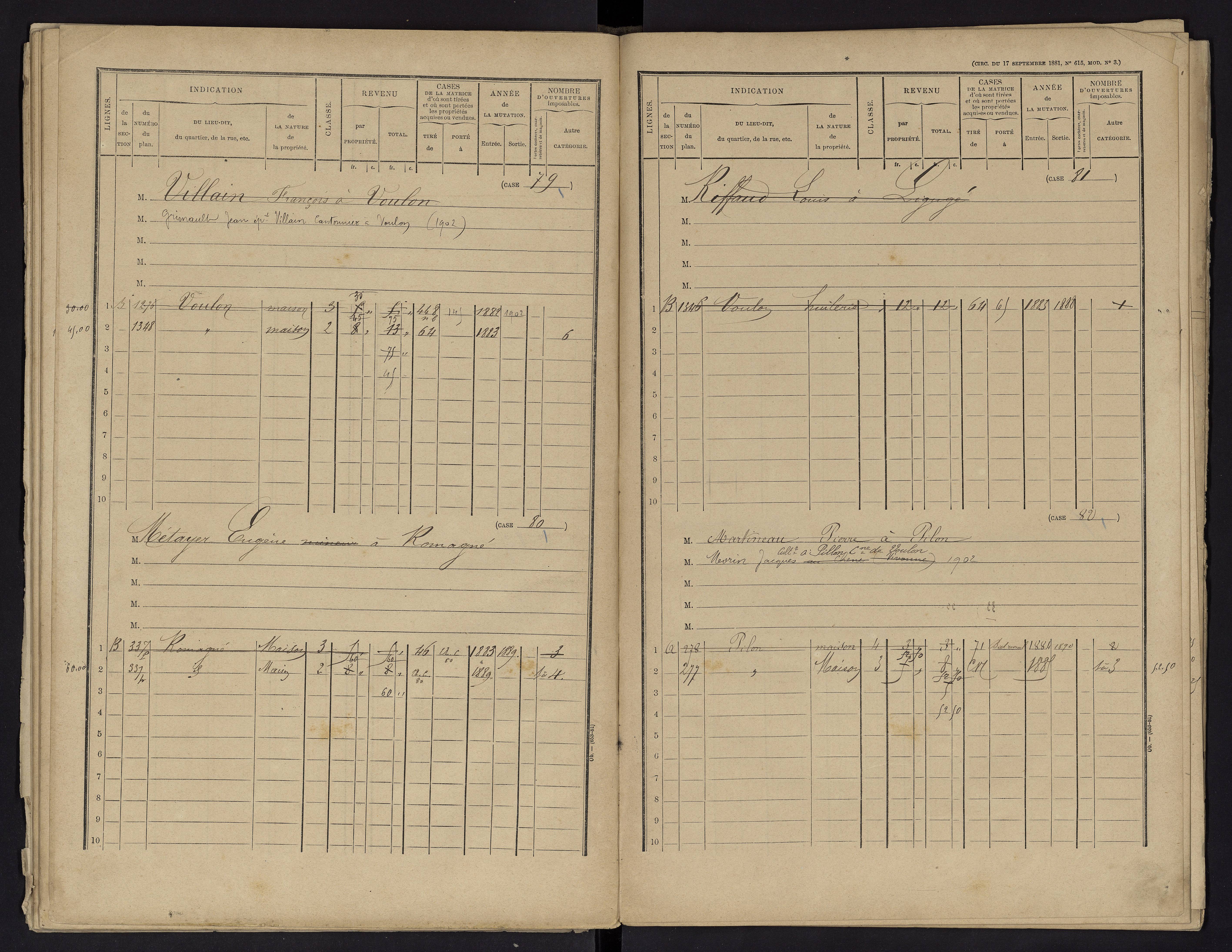 Voulon - FRAD086_cadastre Cases 1-154.