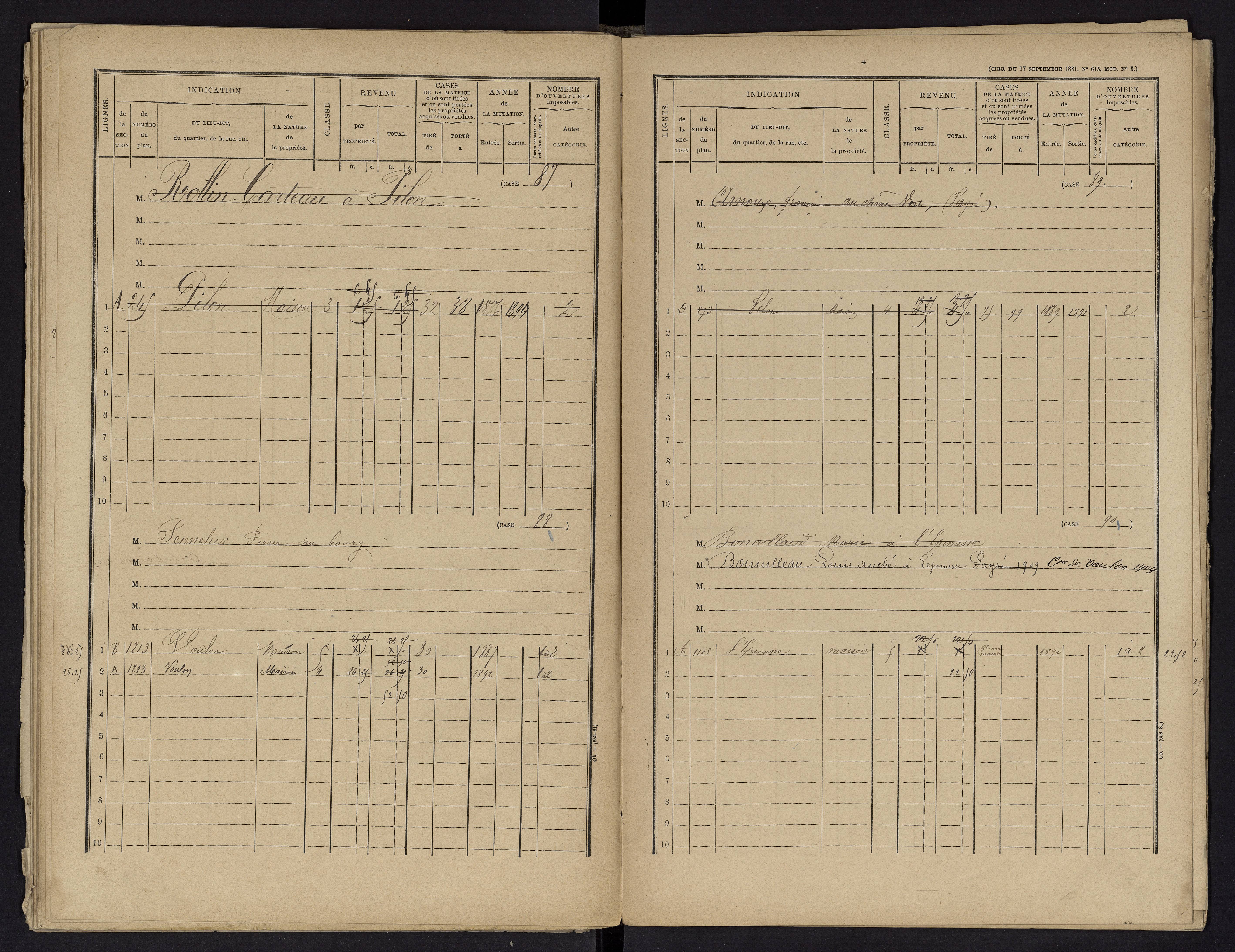 Voulon - FRAD086_cadastre Cases 1-154.