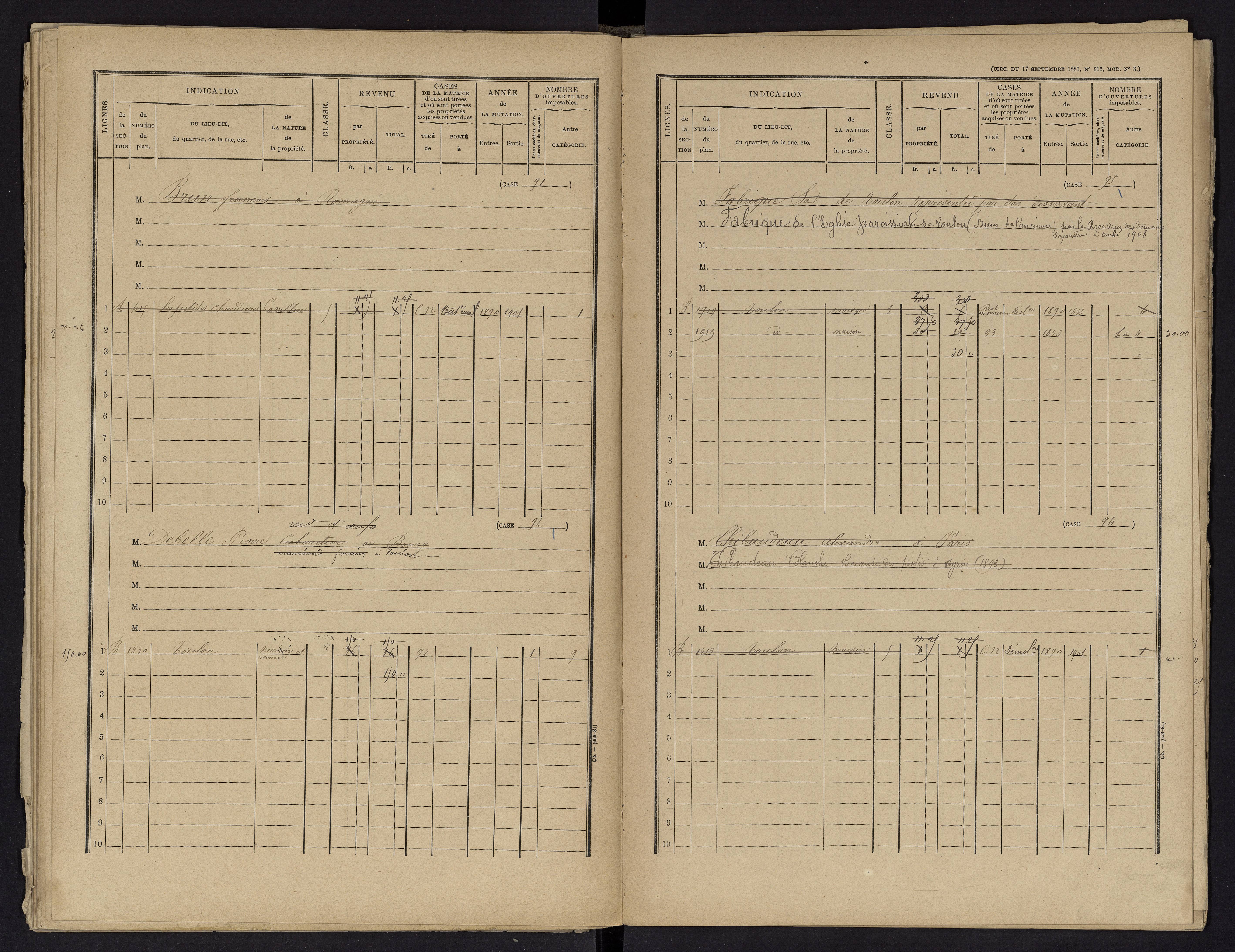 Voulon - FRAD086_cadastre Cases 1-154.