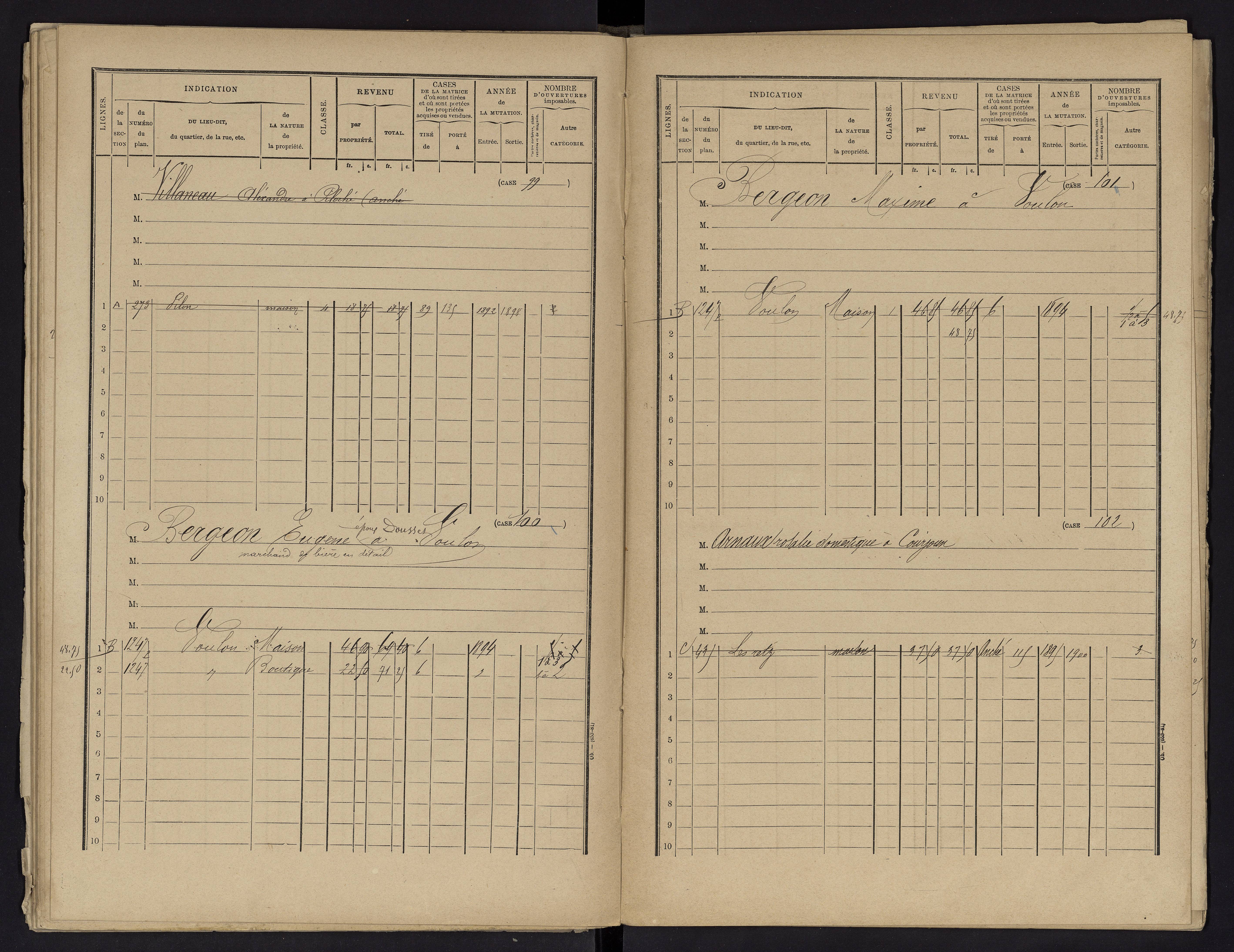 Voulon - FRAD086_cadastre Cases 1-154.