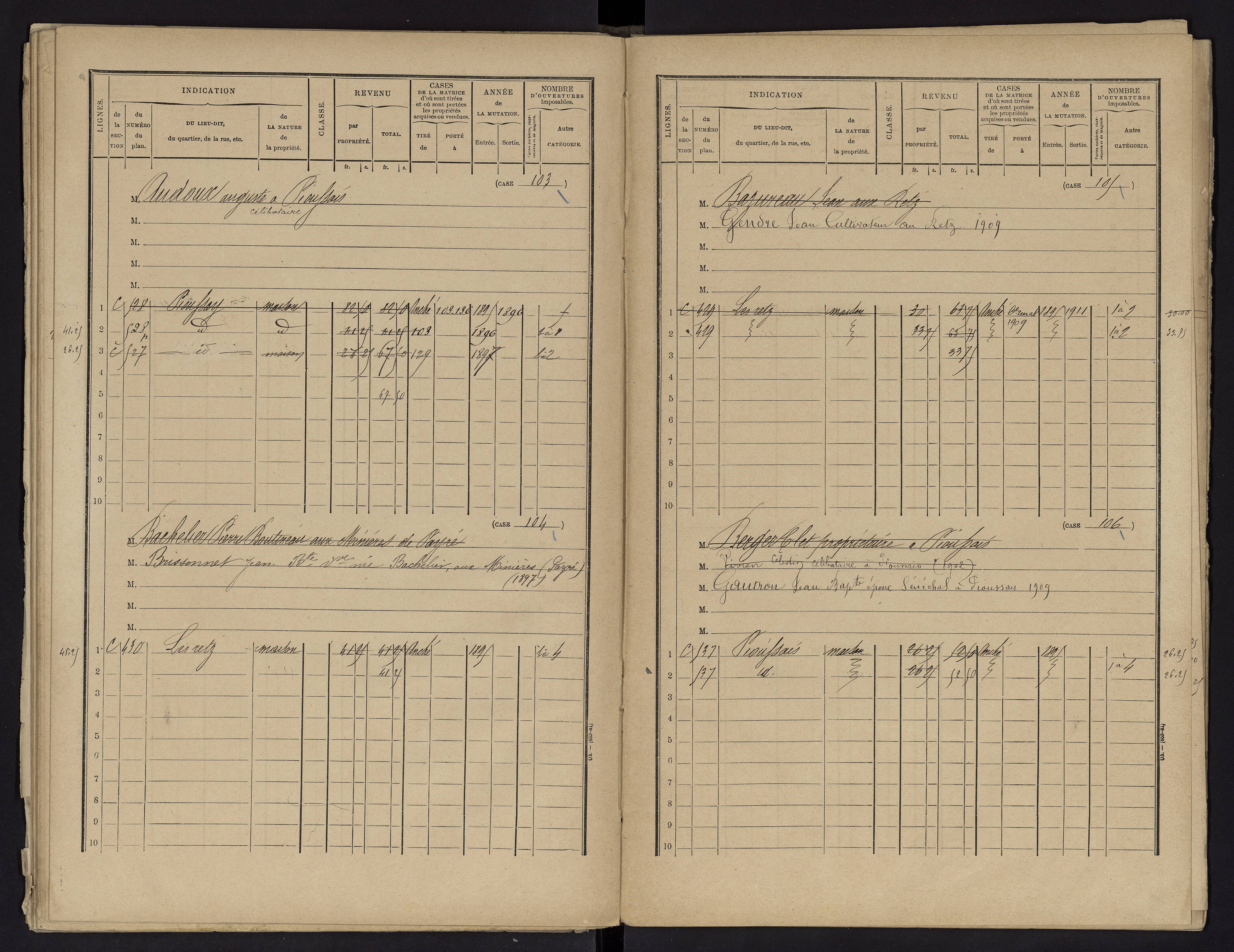 Voulon - FRAD086_cadastre Cases 1-154.