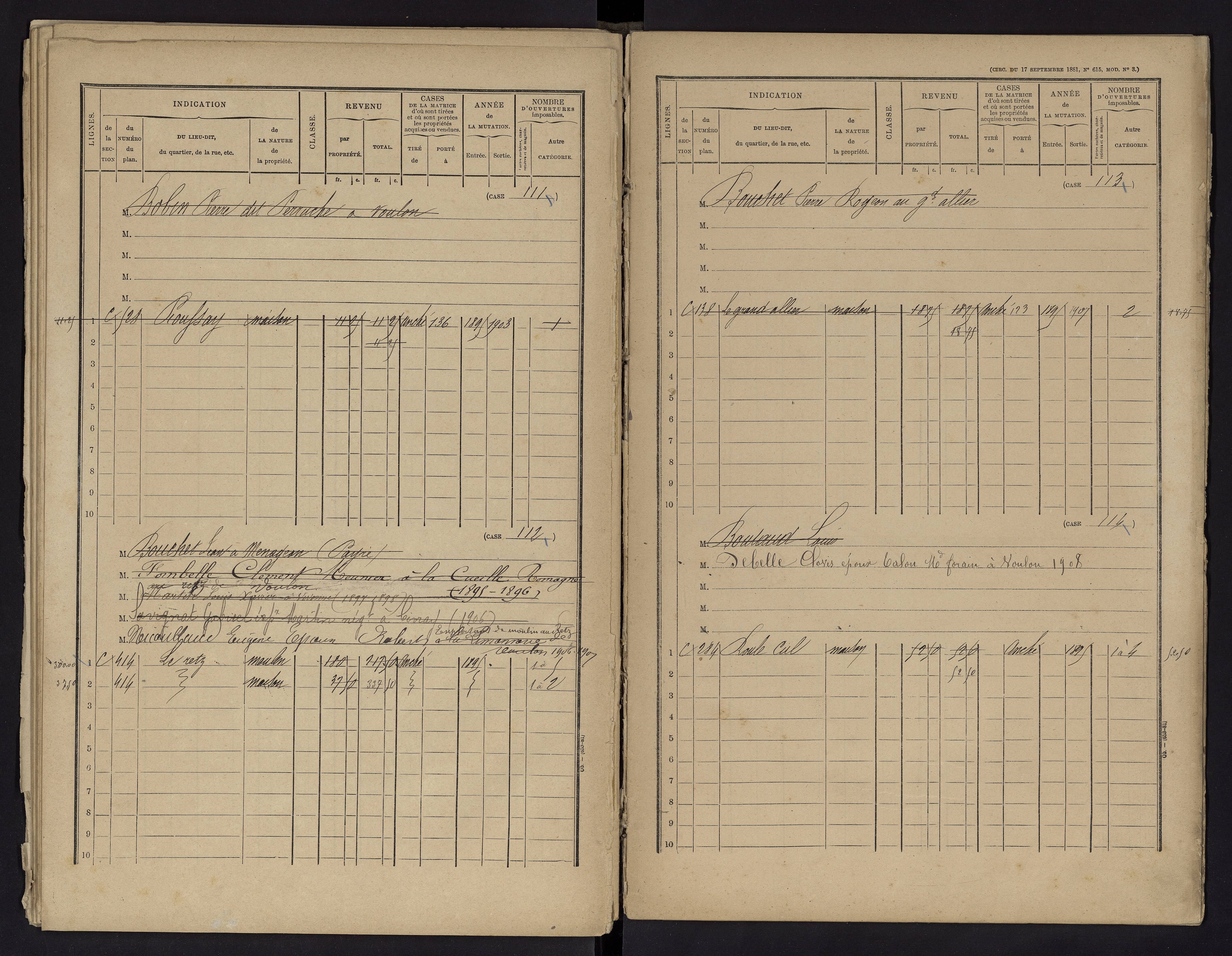 Voulon - FRAD086_cadastre Cases 1-154.