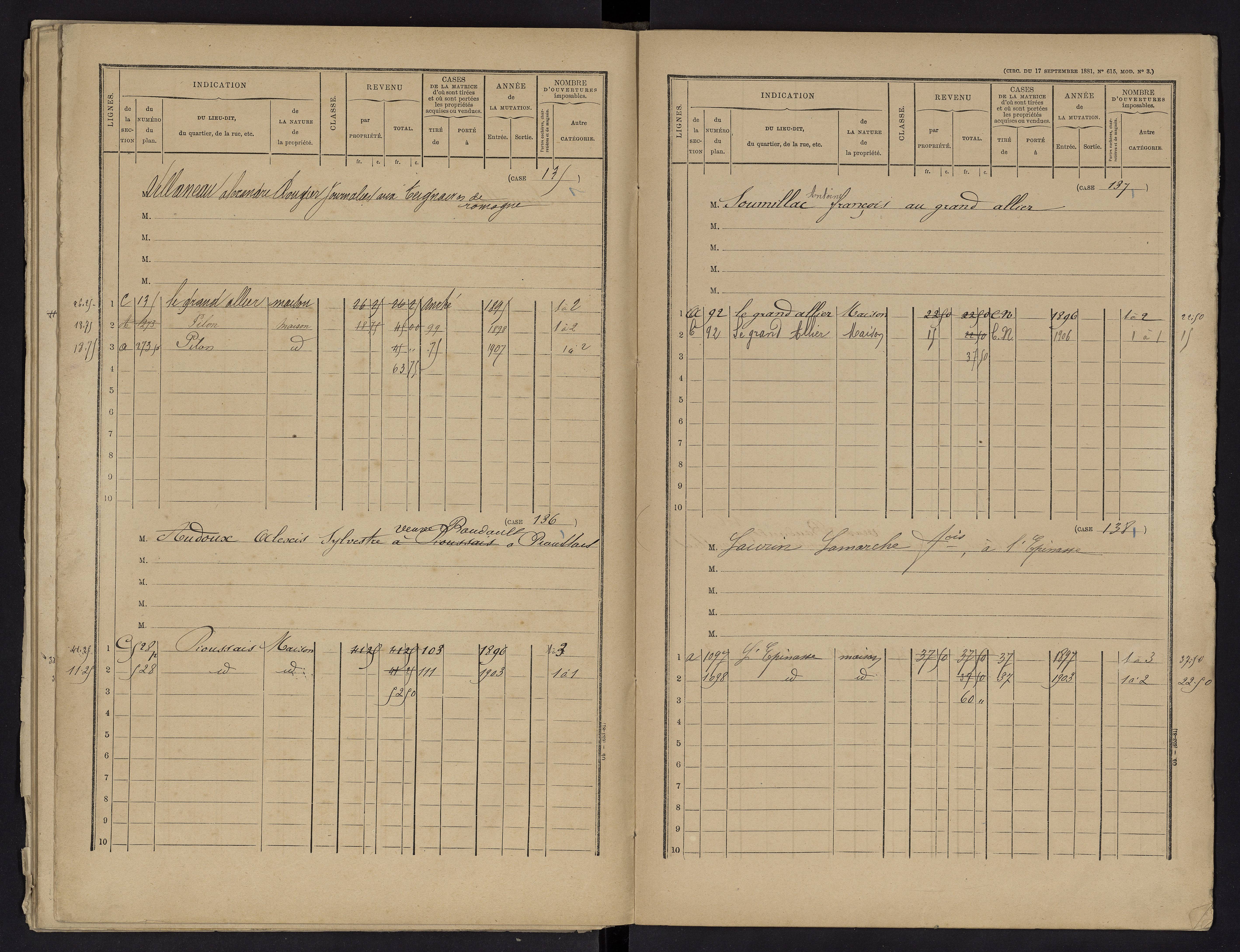 Voulon - FRAD086_cadastre Cases 1-154.