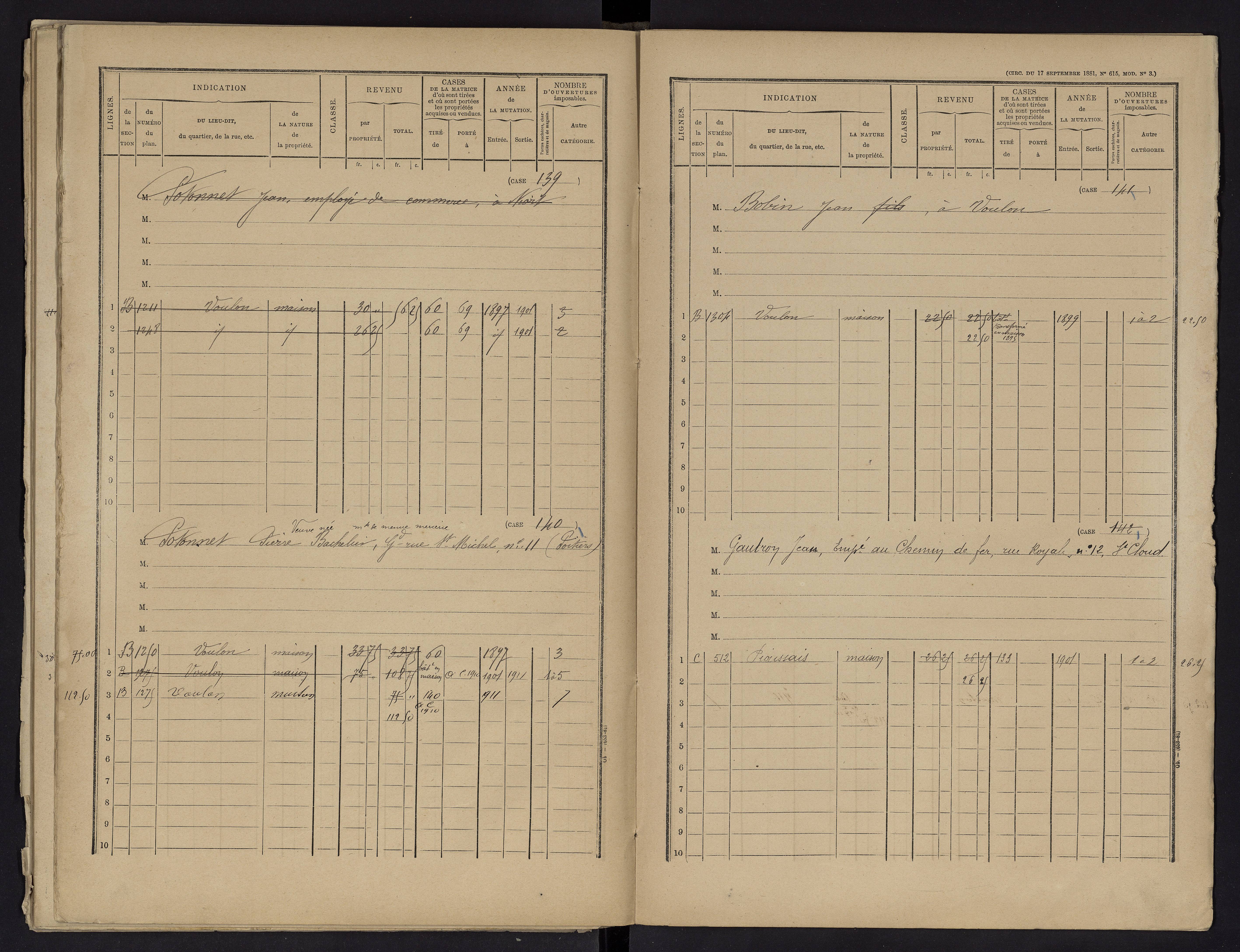 Voulon - FRAD086_cadastre Cases 1-154.