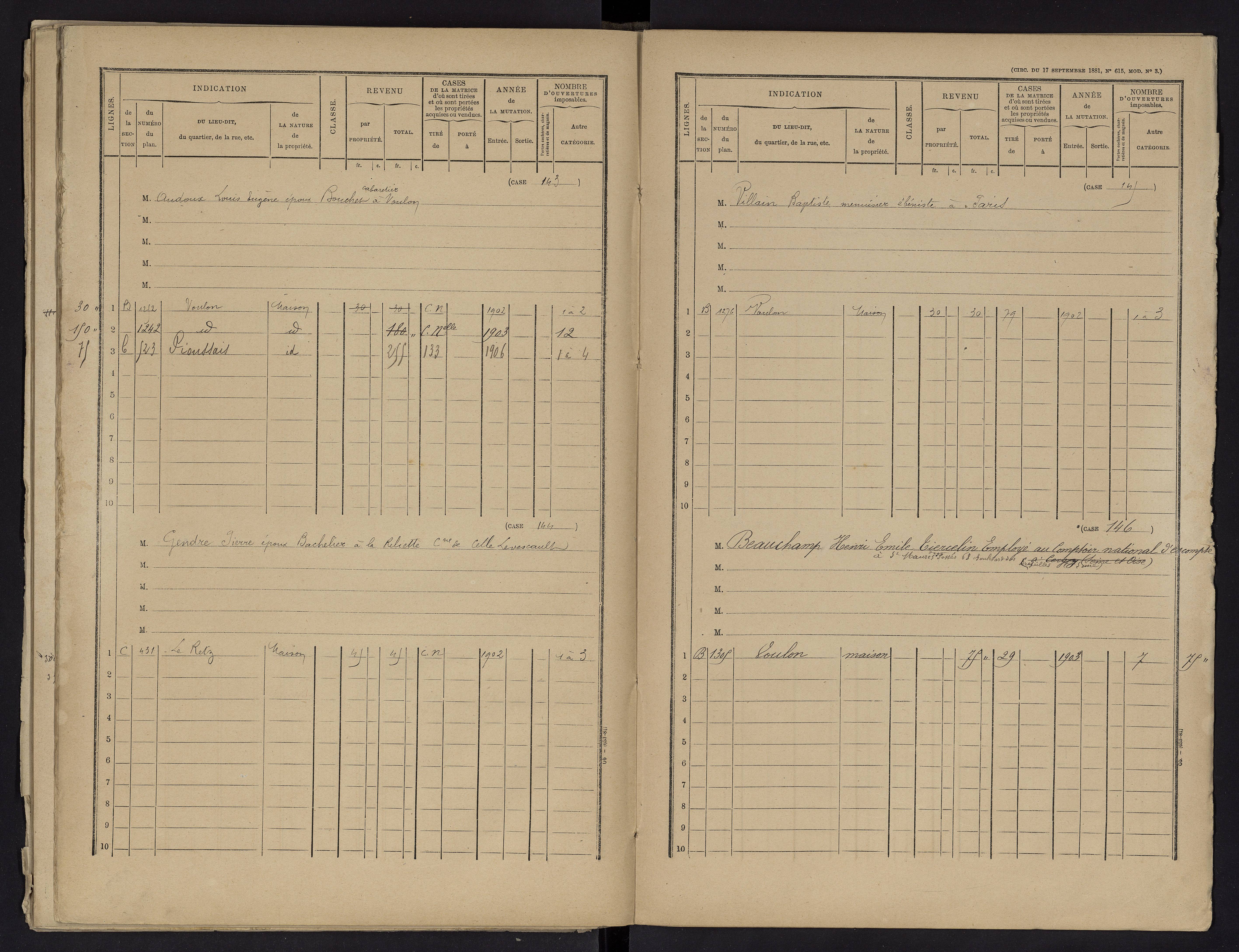 Voulon - FRAD086_cadastre Cases 1-154.