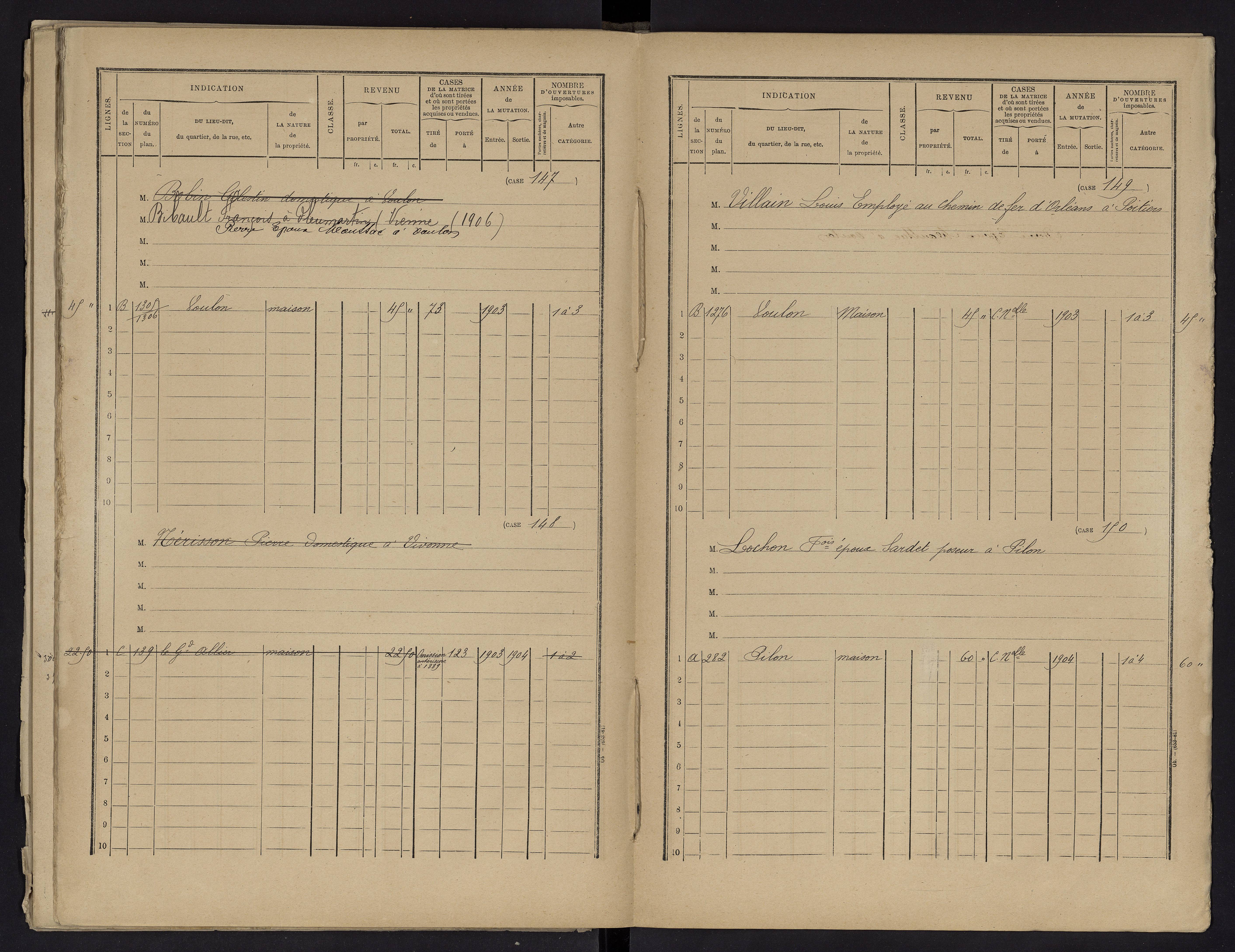 Voulon - FRAD086_cadastre Cases 1-154.