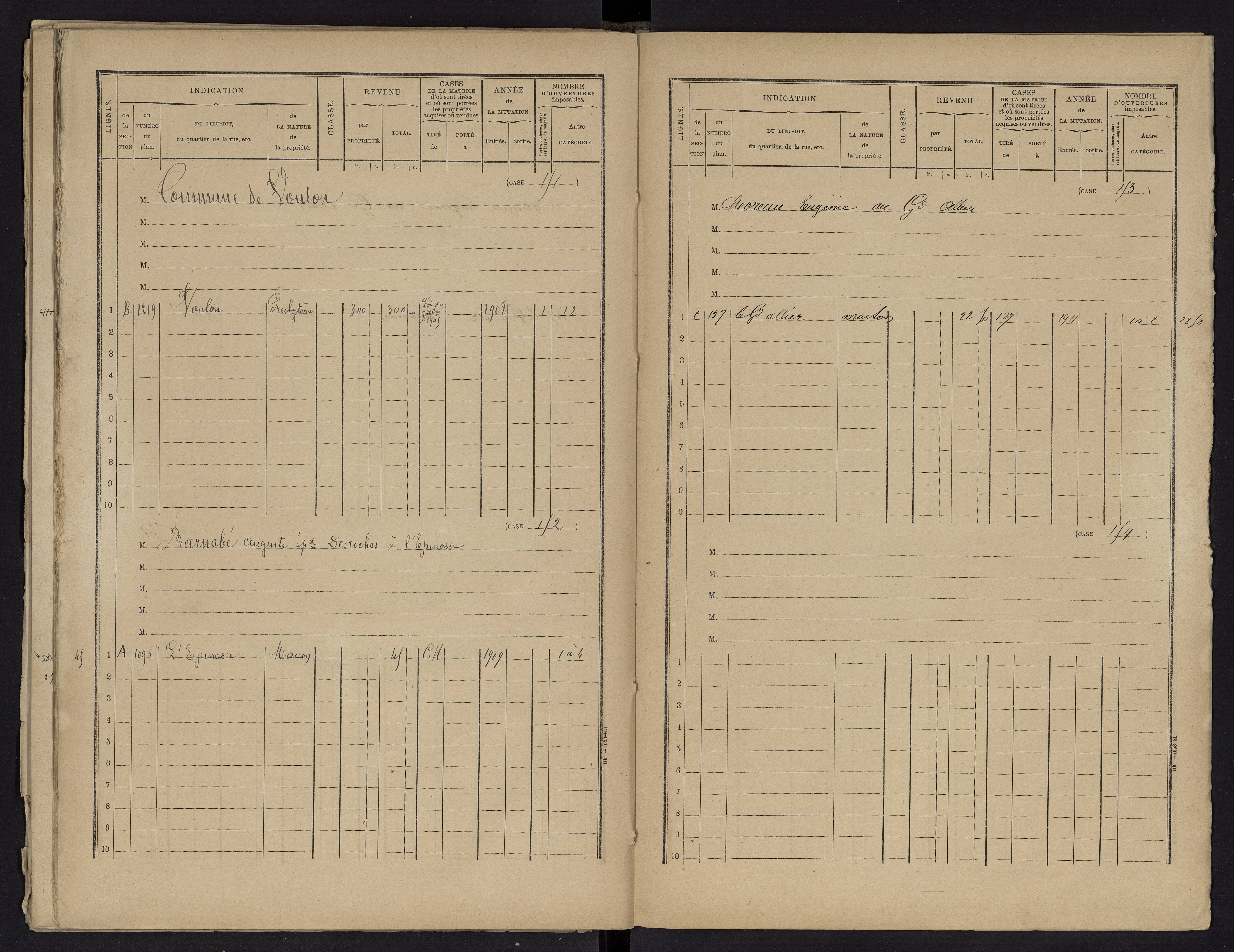Voulon - FRAD086_cadastre Cases 1-154.