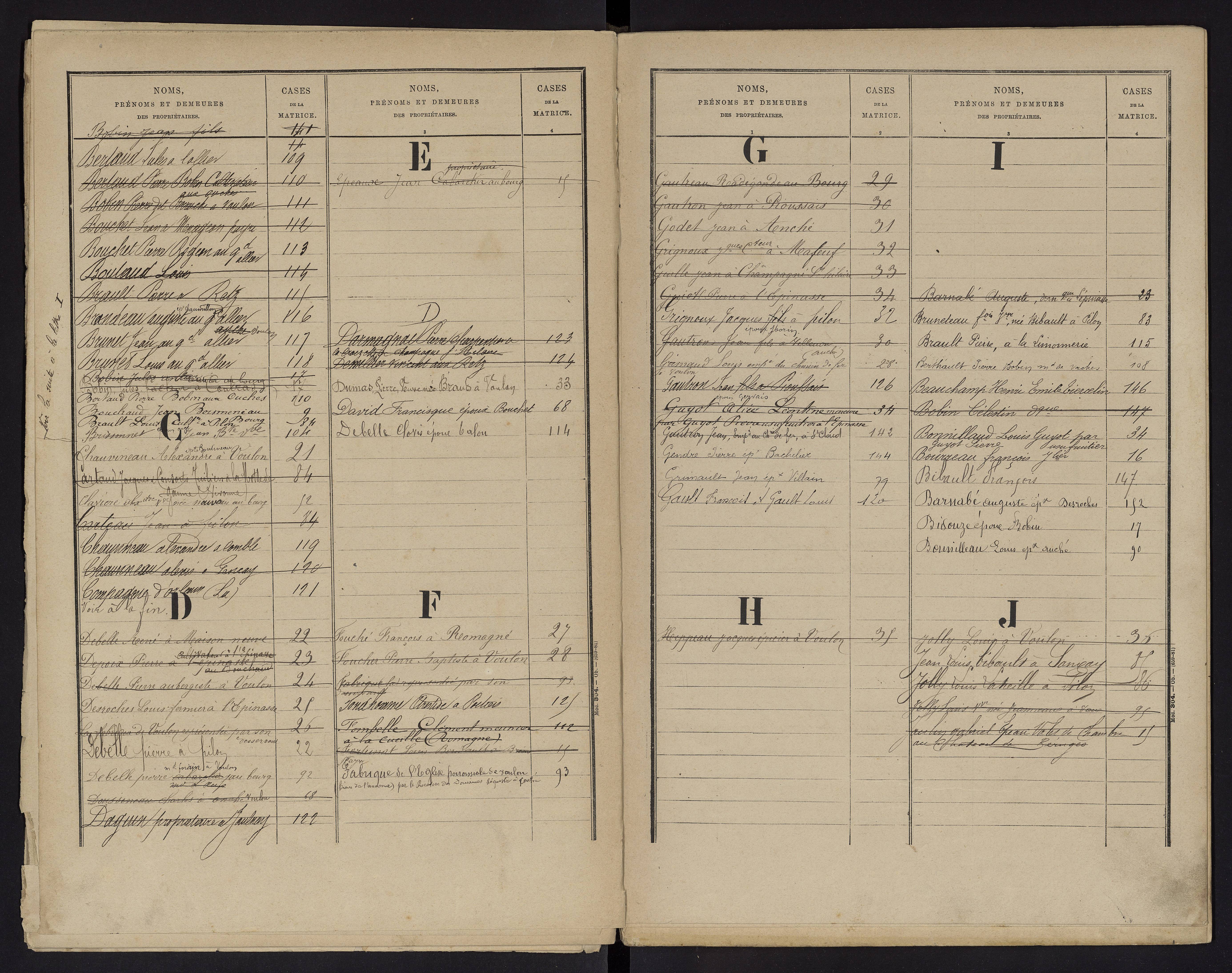 Voulon - FRAD086_cadastre Cases 1-154.