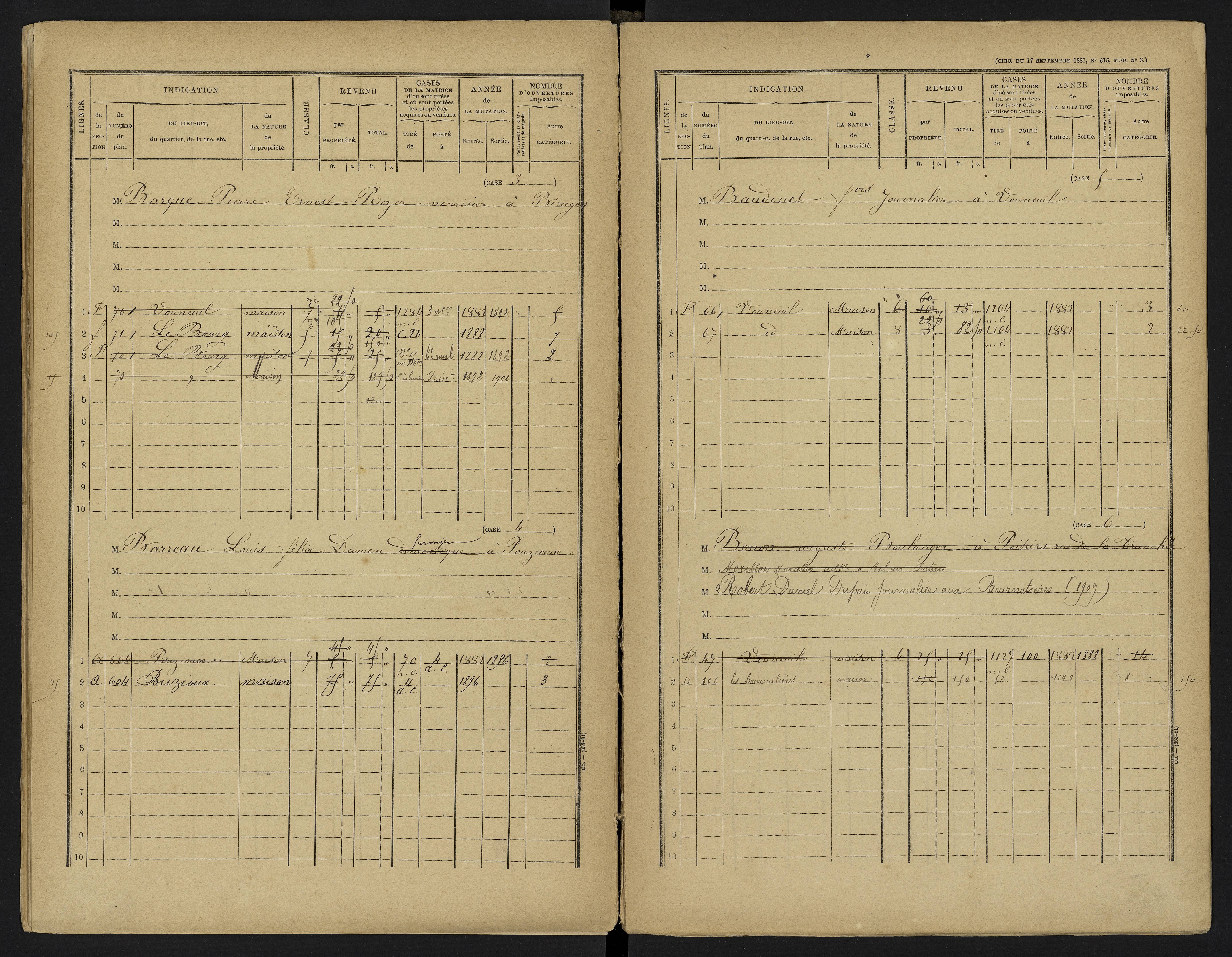 Vouneuil-sous-Biard - FRAD086_cadastre Cases 1-216. 