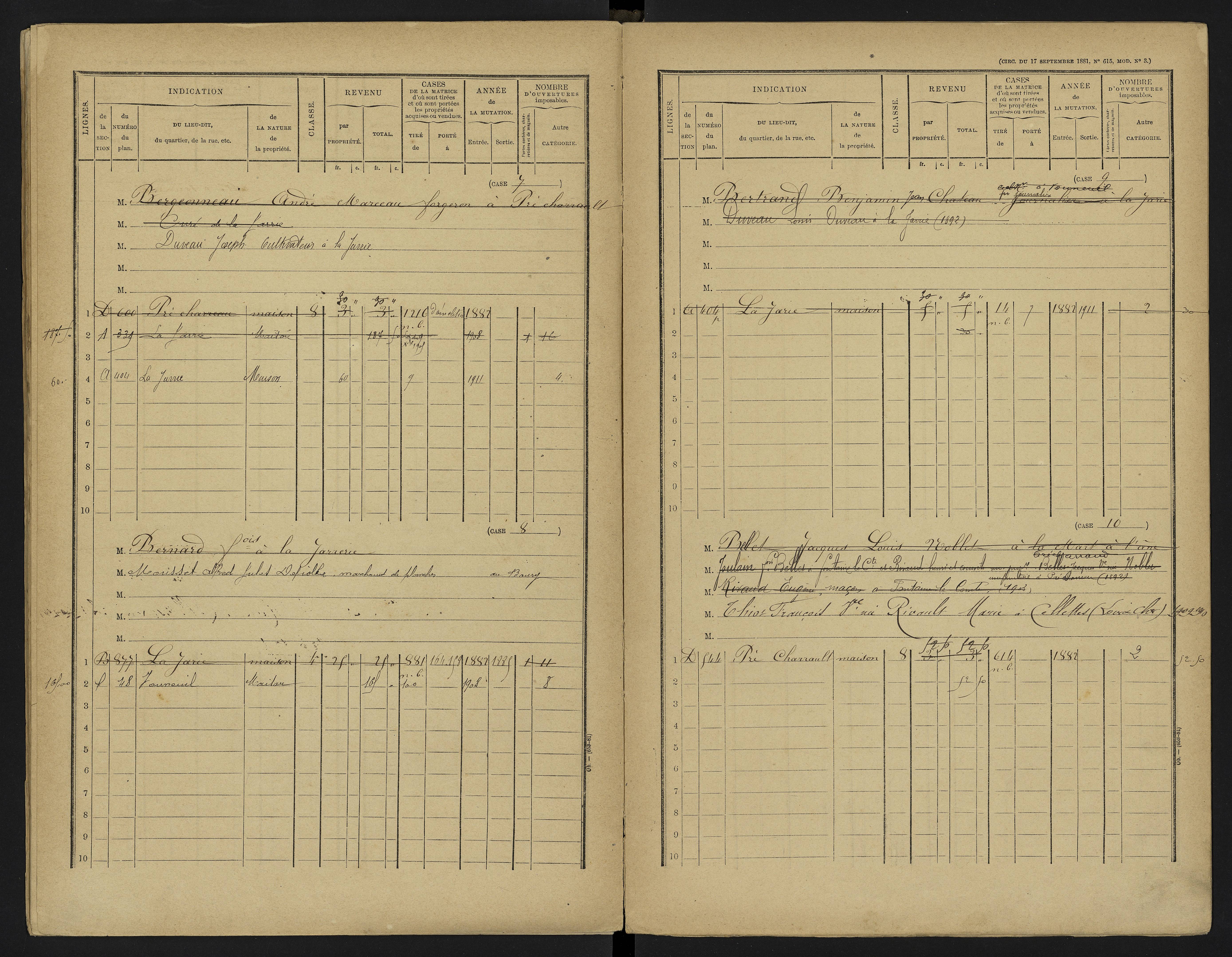Vouneuil-sous-Biard - FRAD086_cadastre Cases 1-216. 