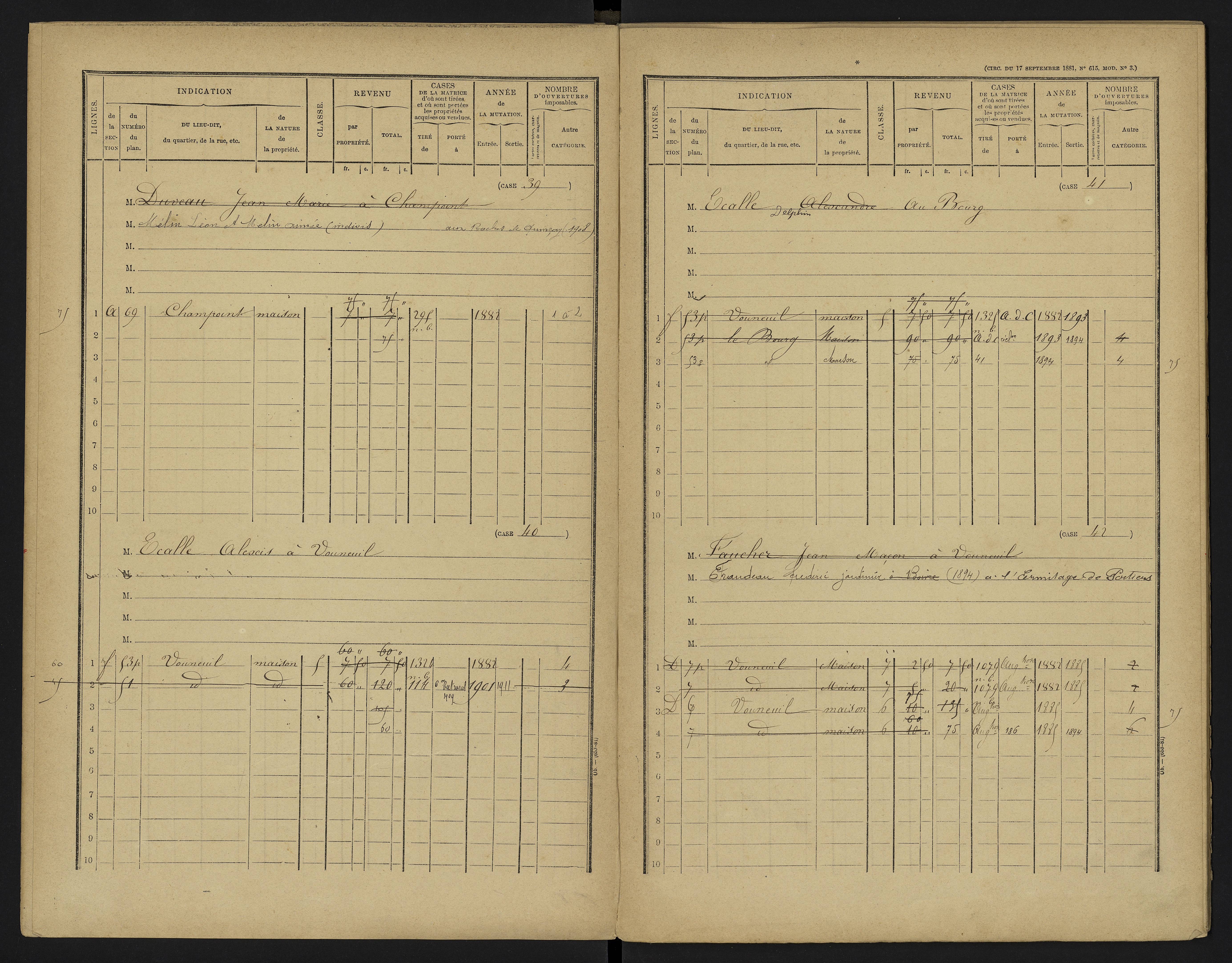 Vouneuil-sous-Biard - FRAD086_cadastre Cases 1-216. 