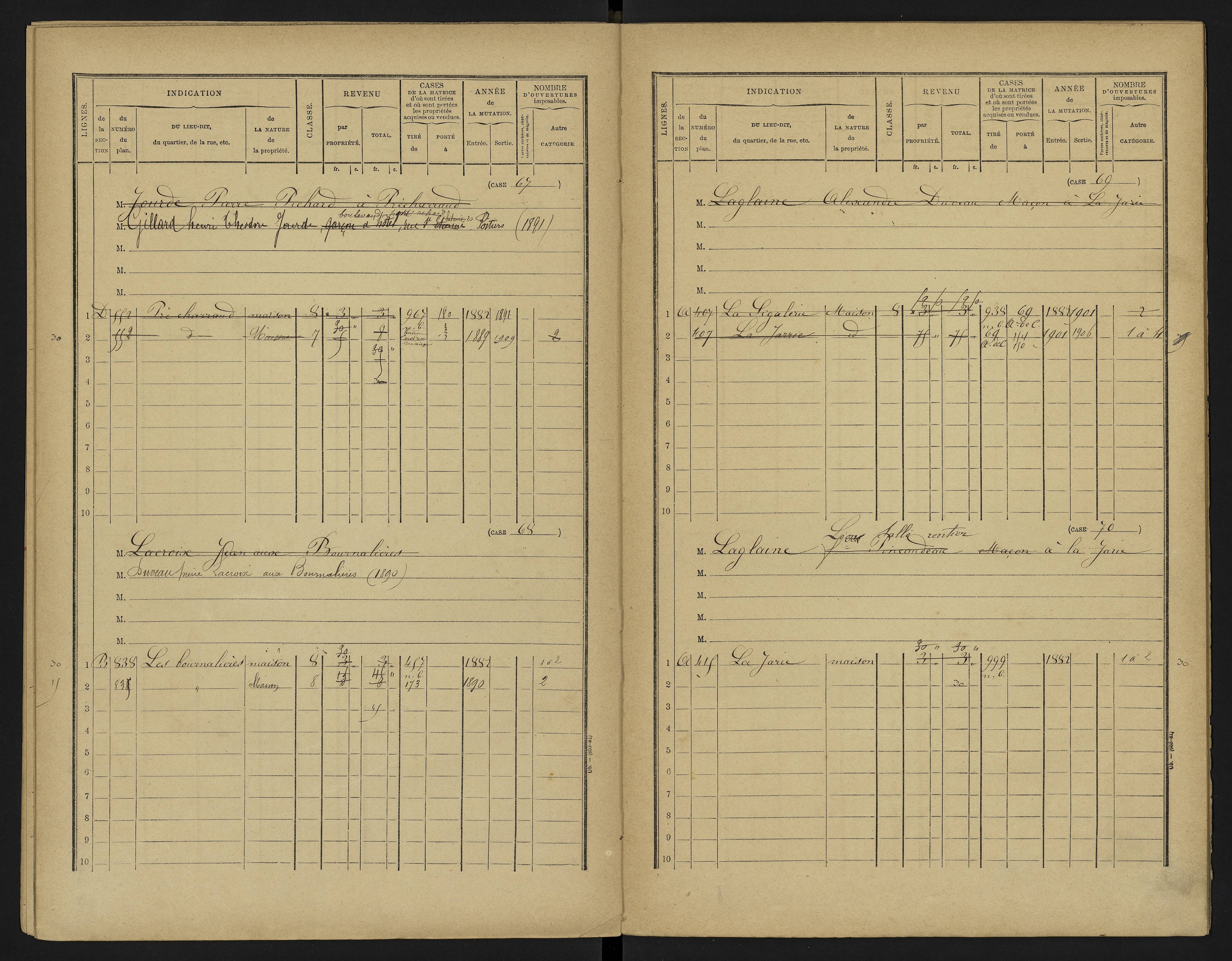 Vouneuil-sous-Biard - FRAD086_cadastre Cases 1-216. 