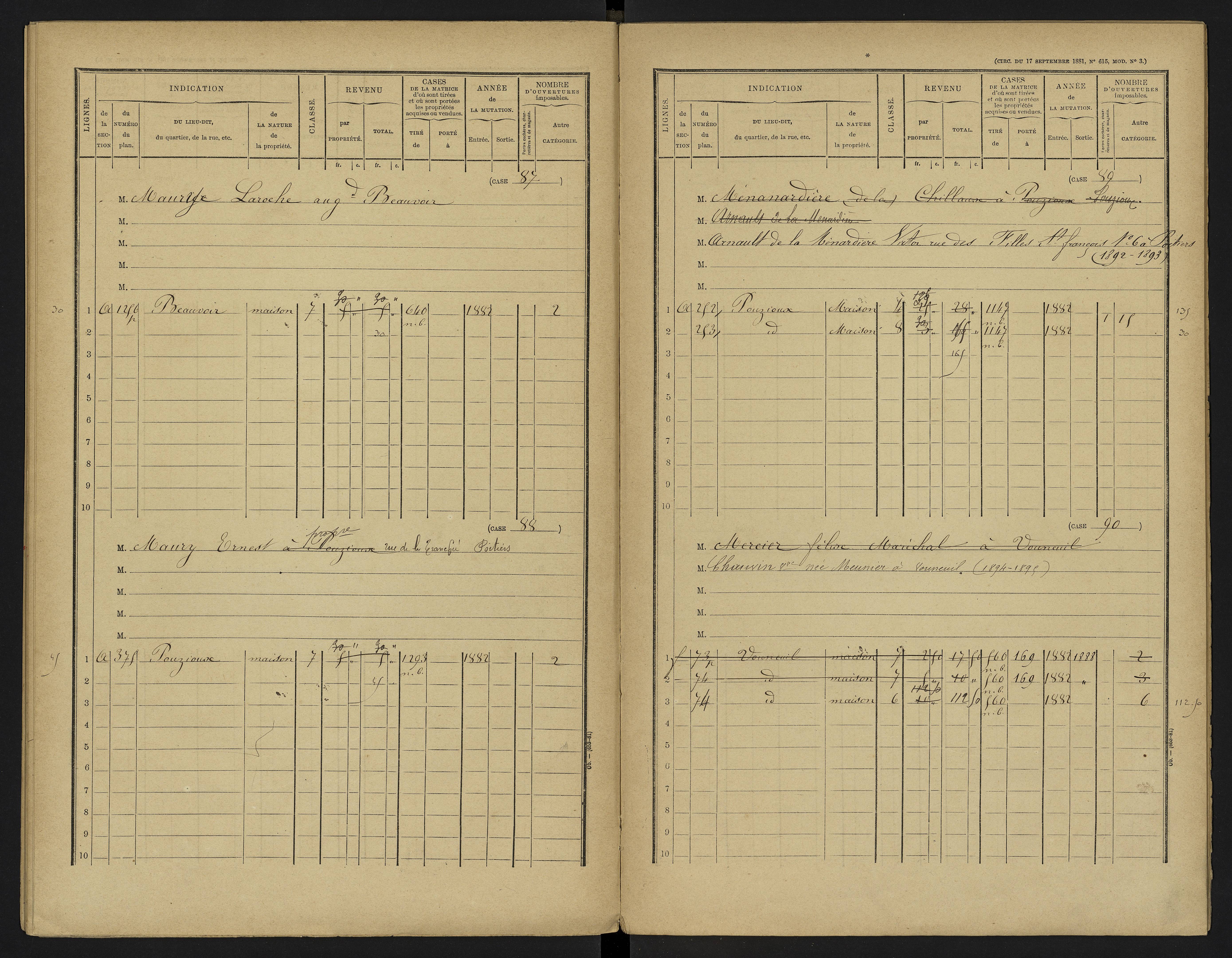 Vouneuil-sous-Biard - FRAD086_cadastre Cases 1-216. 
